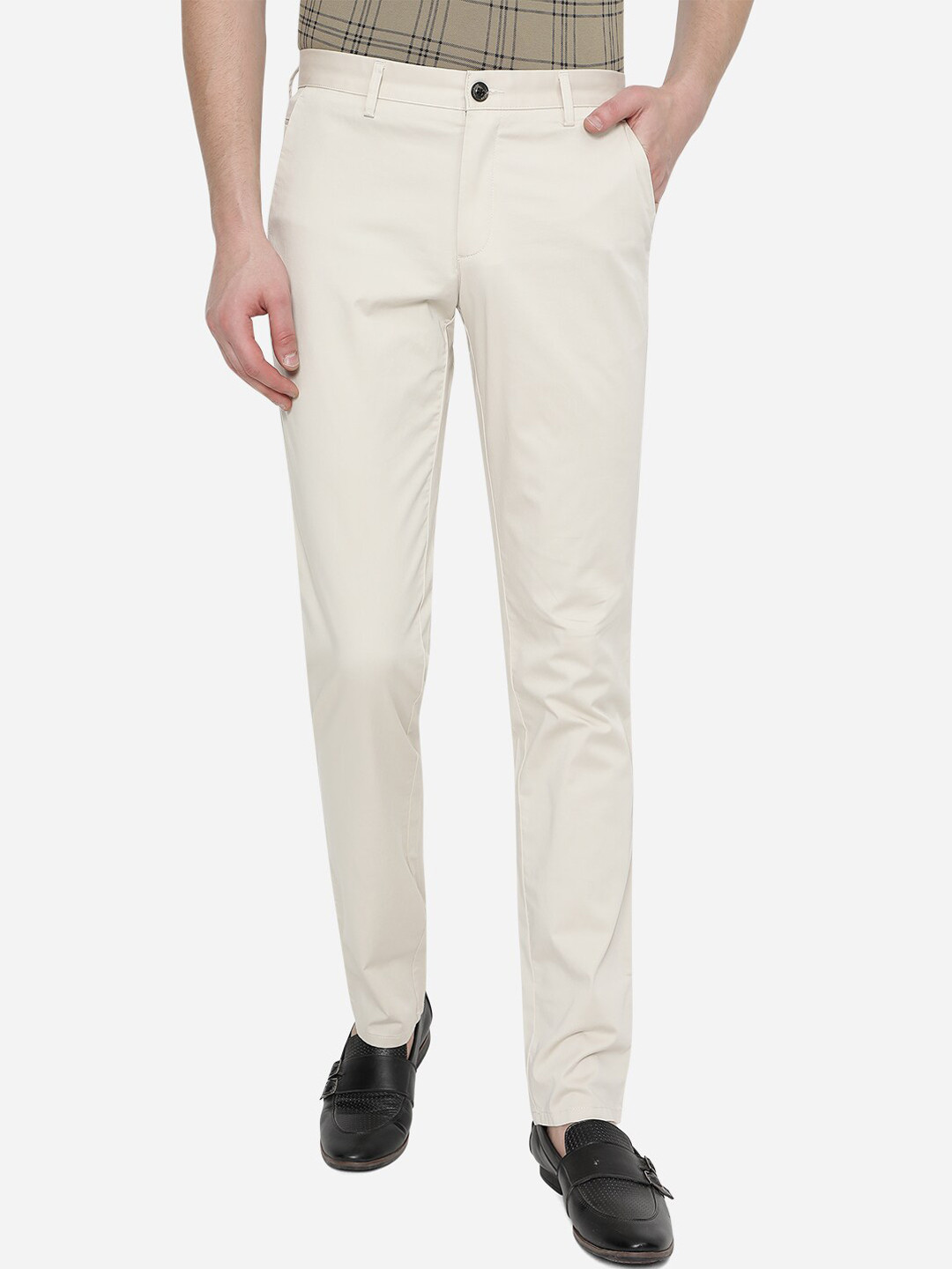 

JADE BLUE Men Grey Slim Fit Trousers