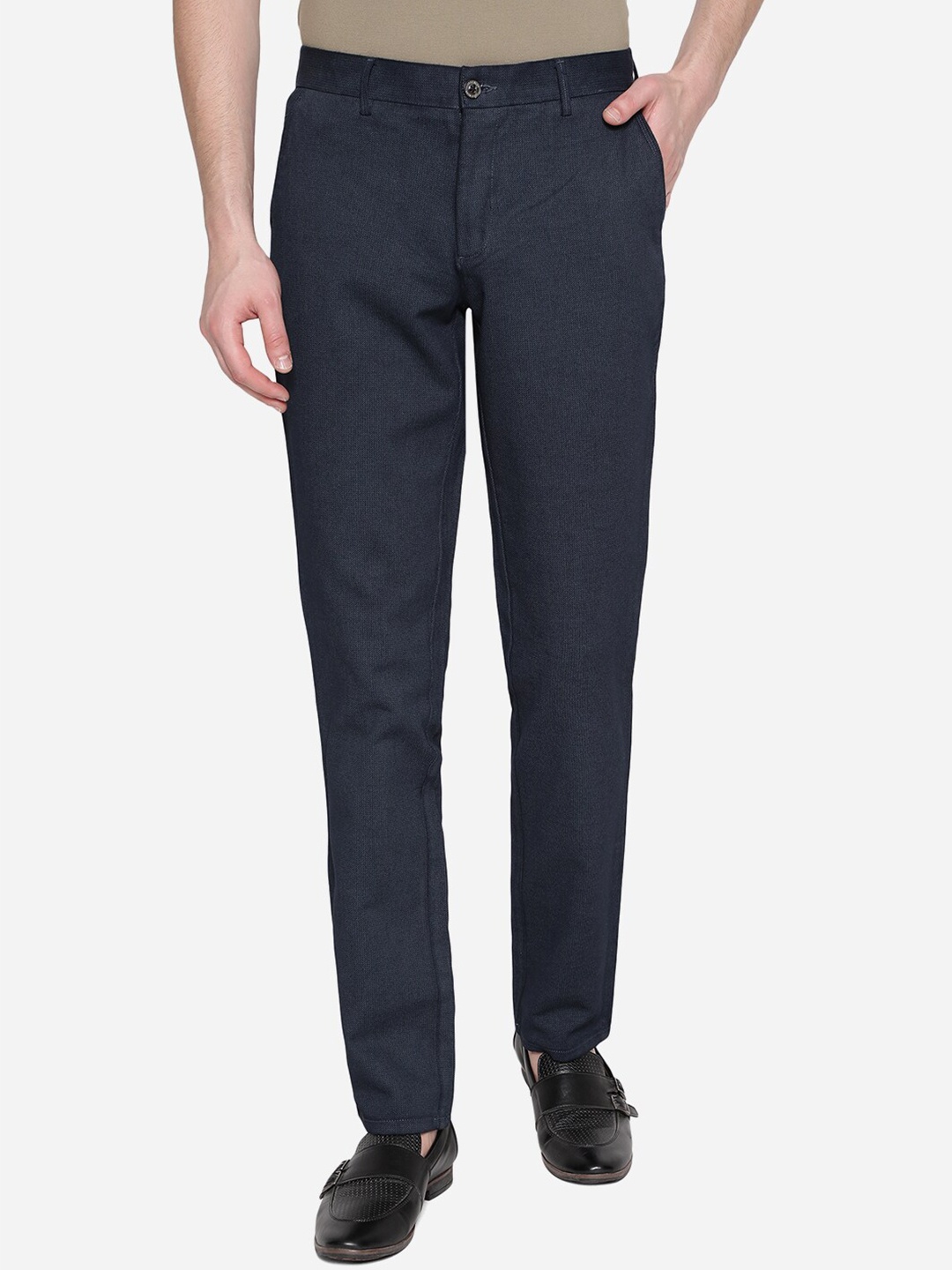 

JADE BLUE Men Blue Slim Fit Trousers