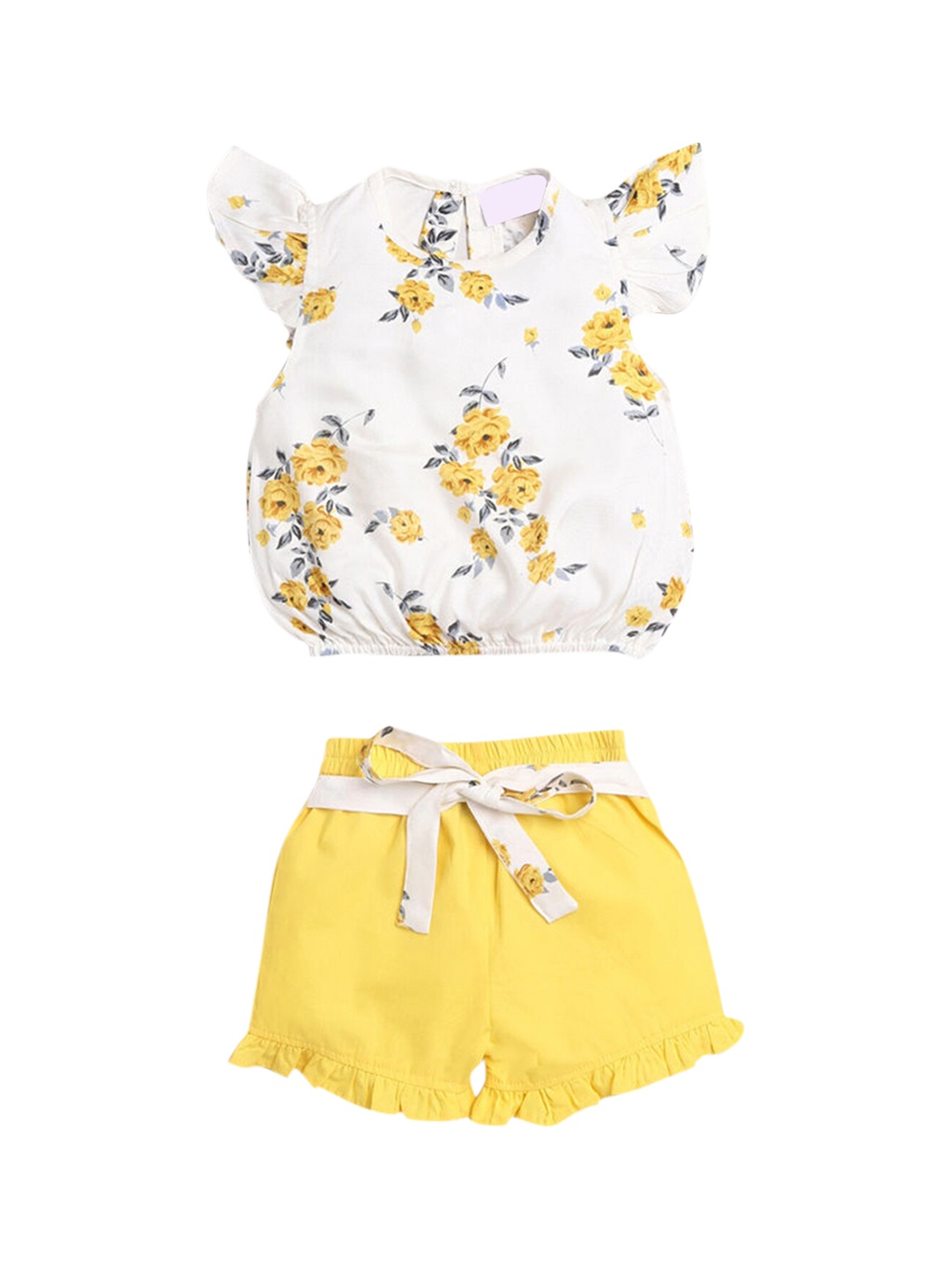 

Hopscotch Girls White Printed Top with Shorts