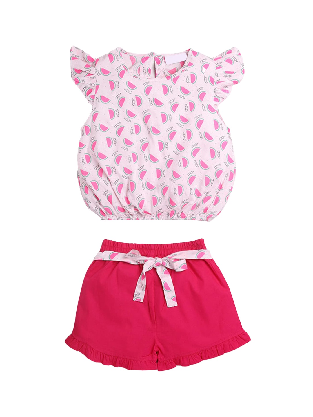 

Hopscotch Girls White & Red Printed Top with Shorts