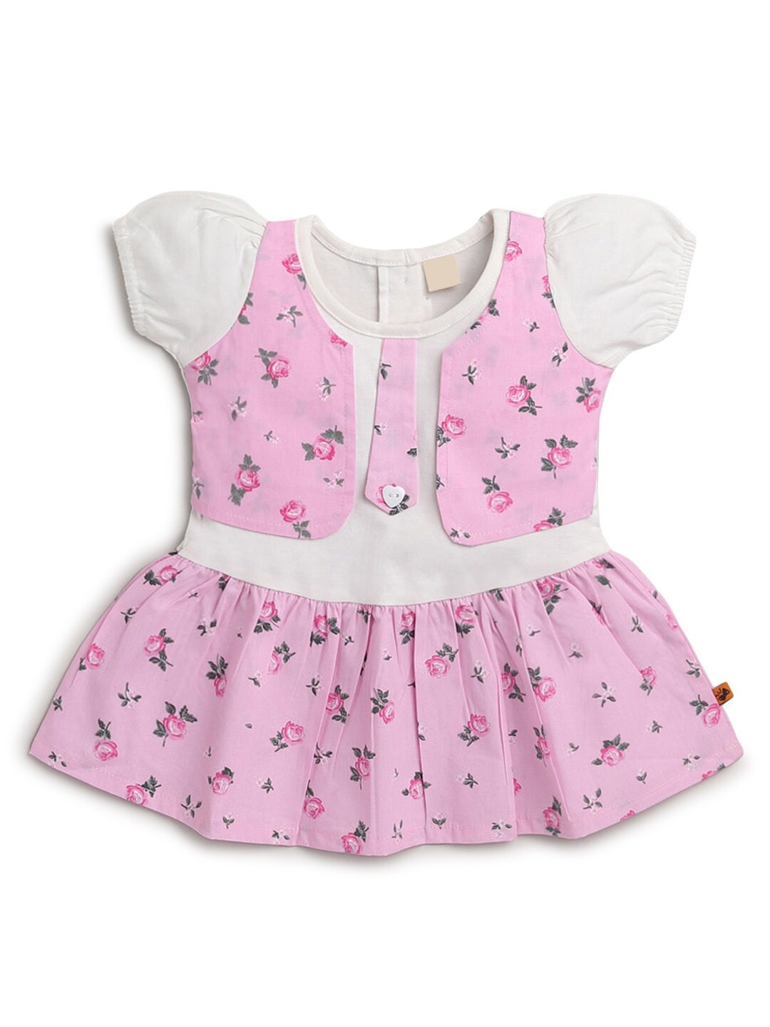

Hopscotch Pink Floral Drop-Waist Dress