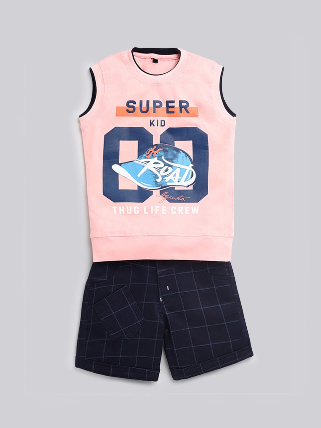 

Hopscotch Boys Pink Printed T-shirt with Shorts