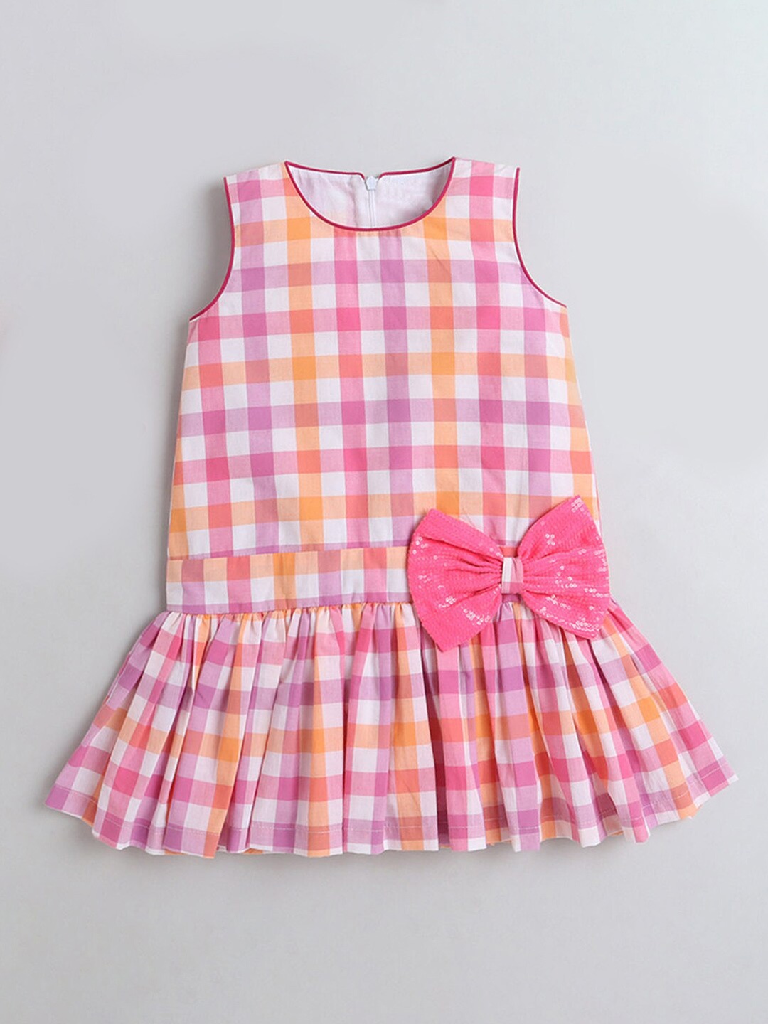 

Hopscotch Multicoloured Checked Drop-Waist Dress, Multi