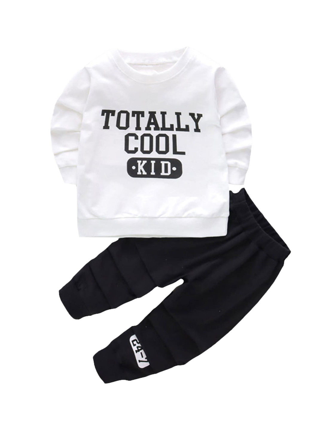 

Hopscotch Unisex Kids White Printed T-shirt with Trousers