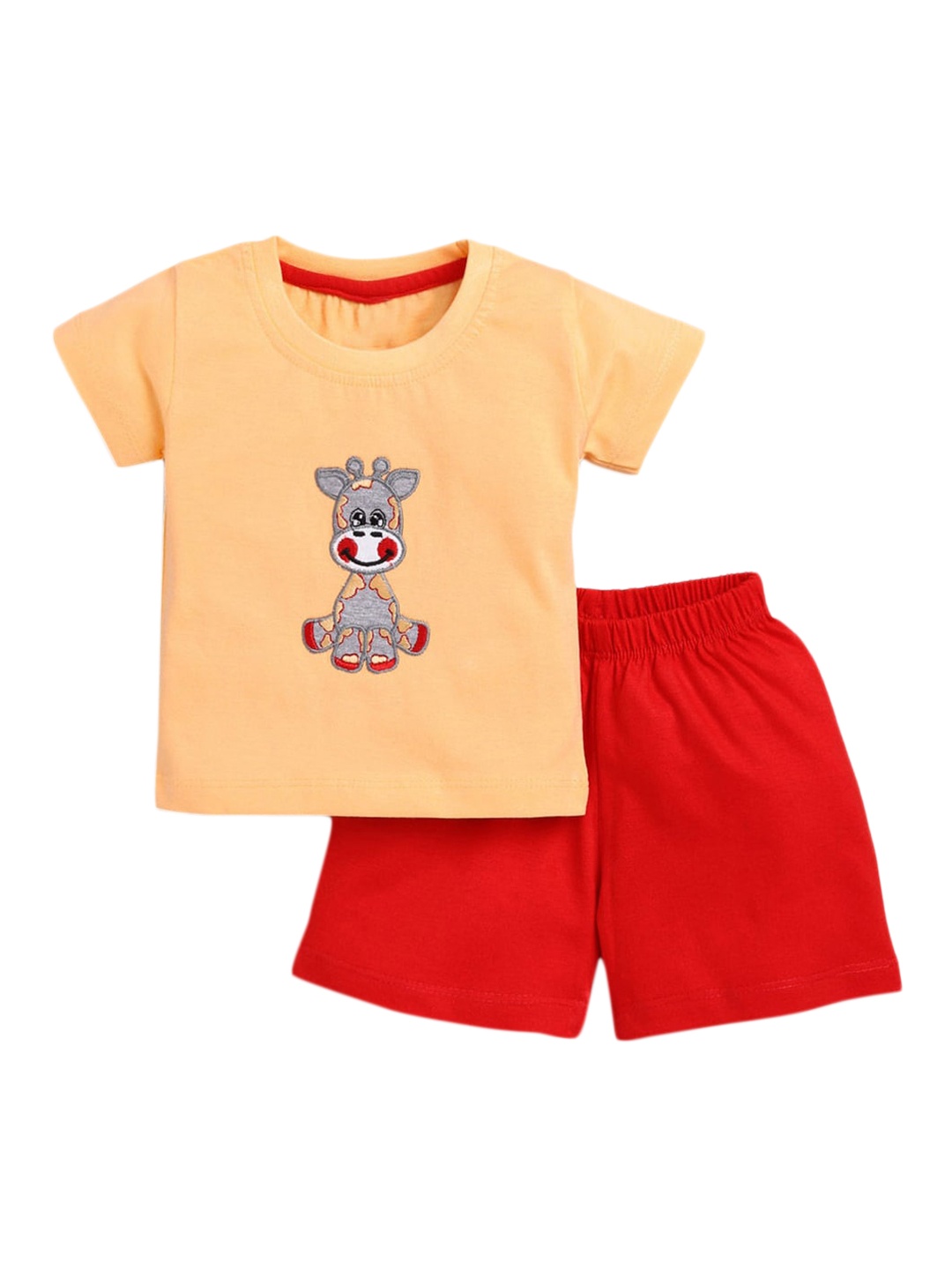 

Hopscotch Boys Yellow Printed T-shirt with Shorts