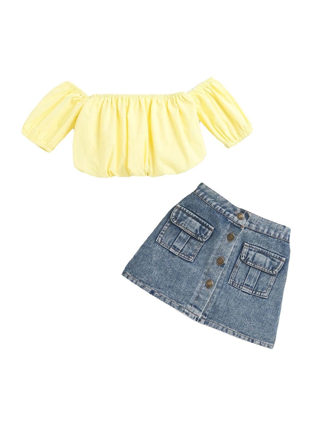 

Hopscotch Girls Yellow T-shirt with Skirt