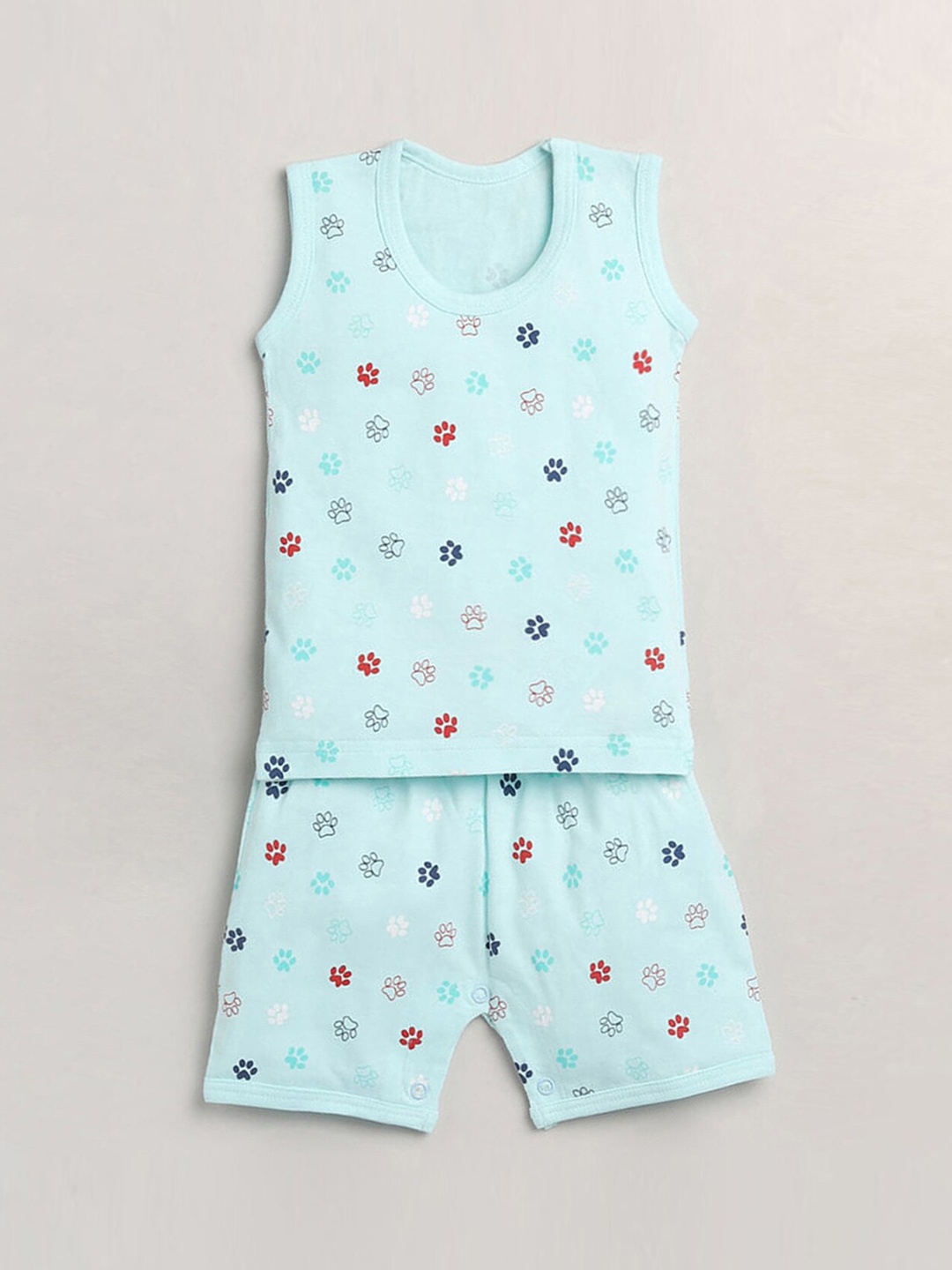 

Hopscotch Boys Blue Printed Pure Cotton T-shirt with Shorts