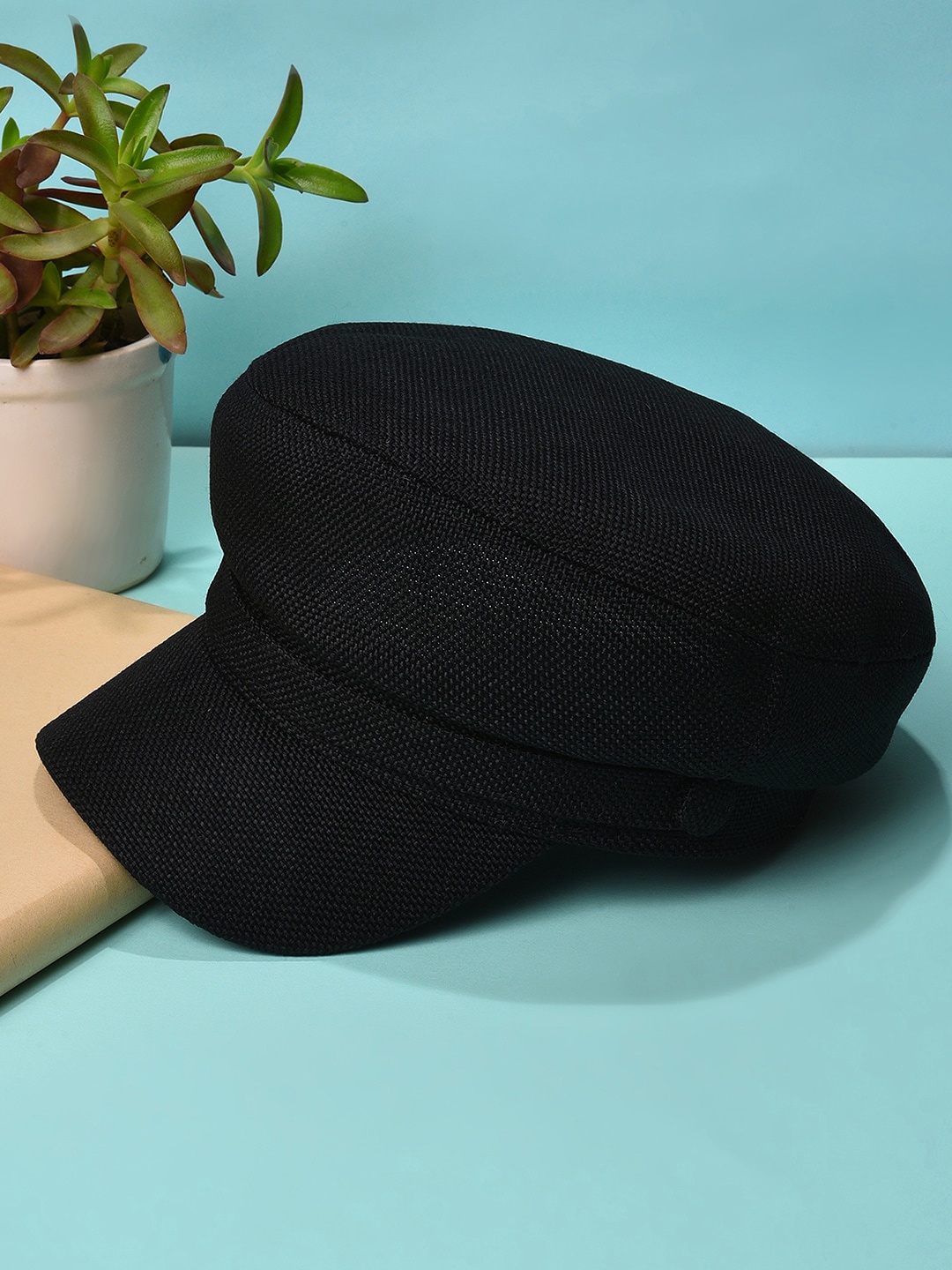 

HAUTE SAUCE by Campus Sutra Women Black Solid Bakerboy Hat