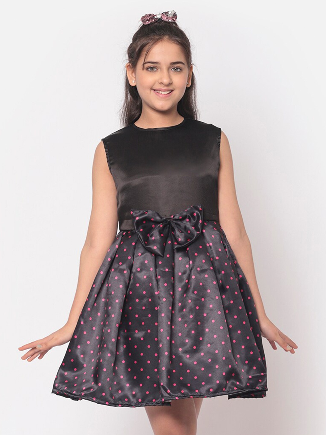 

MINOS Black Floral Satin Dress