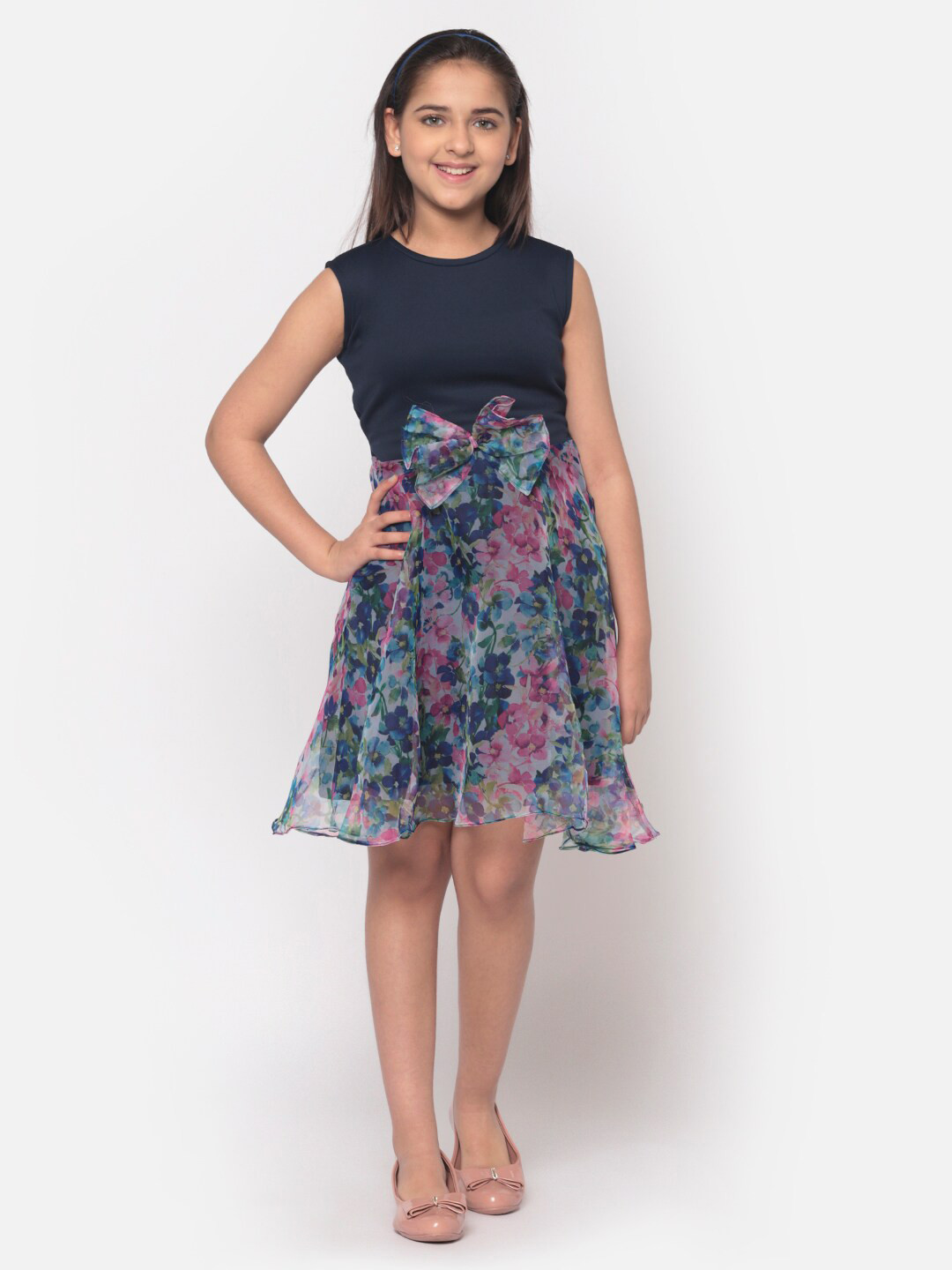 

MINOS Navy Blue Floral Scuba Dress