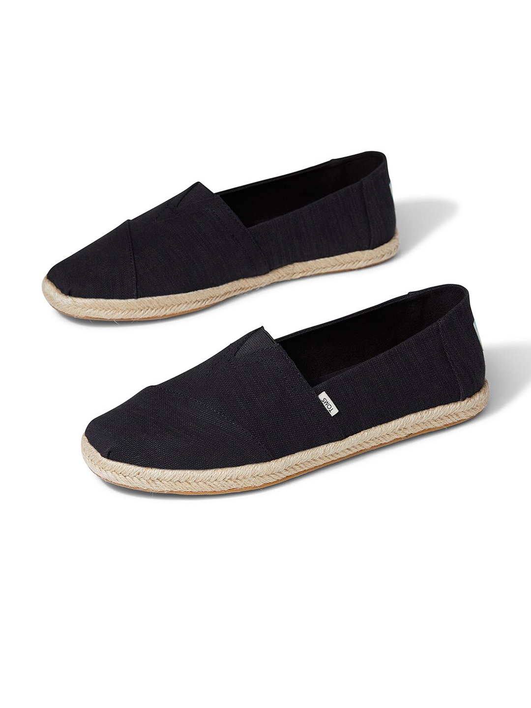 

TOMS Men Striped Organic Cotton Alpargata Rope Espadrille, Black
