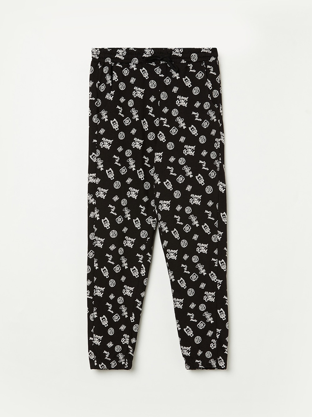 

Fame Forever by Lifestyle Girls Black Printed Pure Cotton Track Pants