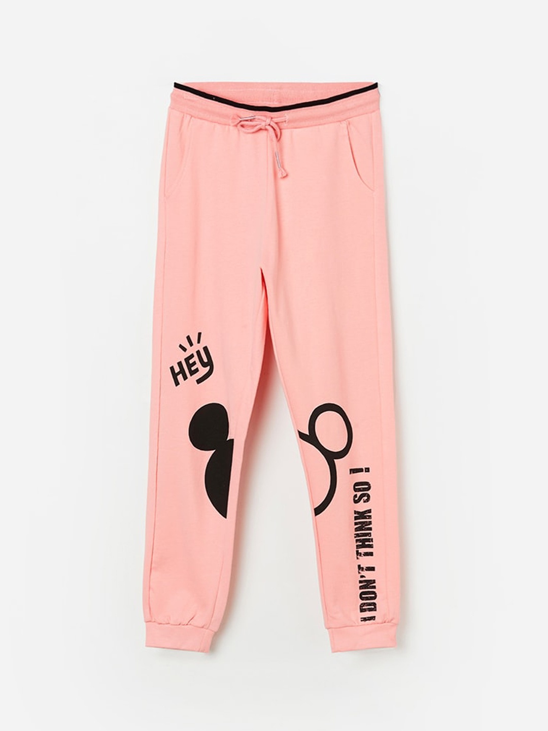 

Fame Forever by Lifestyle Girls Peach Mickey Mouse Print Pure Cotton Track Pants