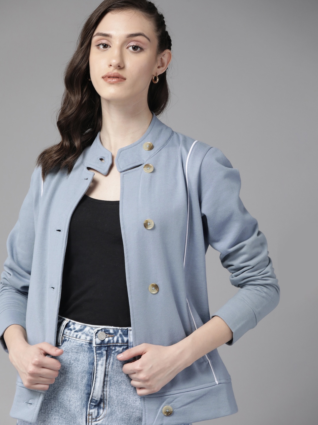 

The Roadster Lifestyle Co. Women Blue Solid Tailored Jacket