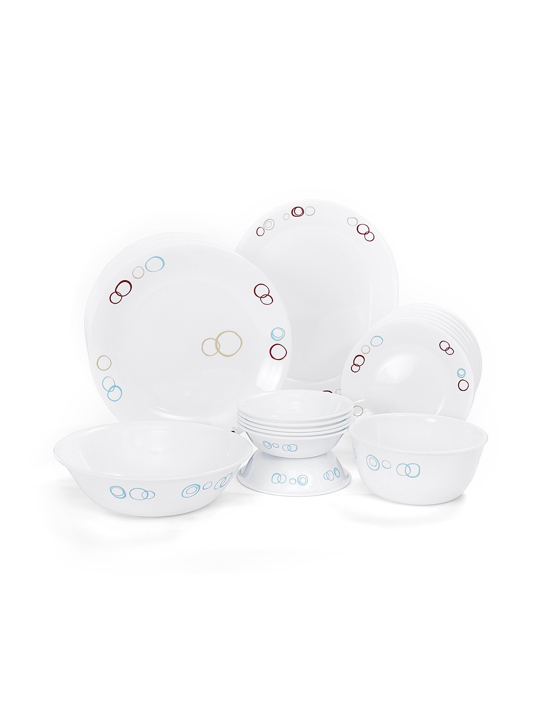 

Corelle White Livingware Circle Set of 21 Printed Glass Dinner Set