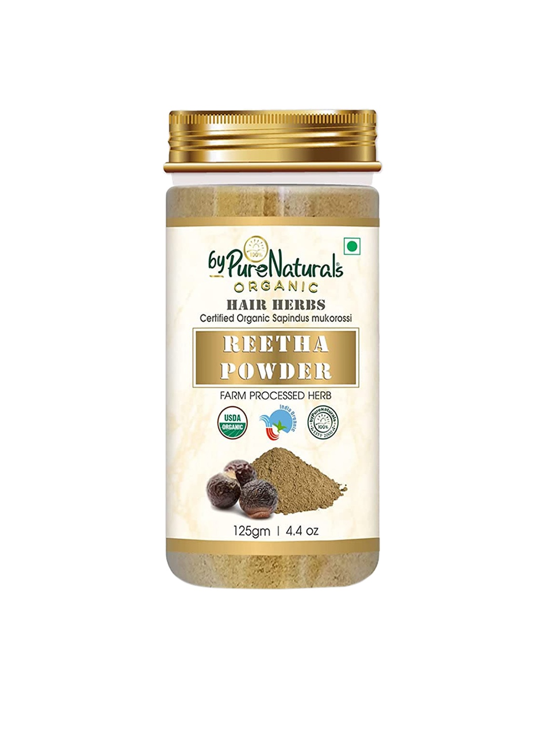 

byPureNaturals 100% Natural Organic Hair Herbs Reetha Powder - 125 g, Brown