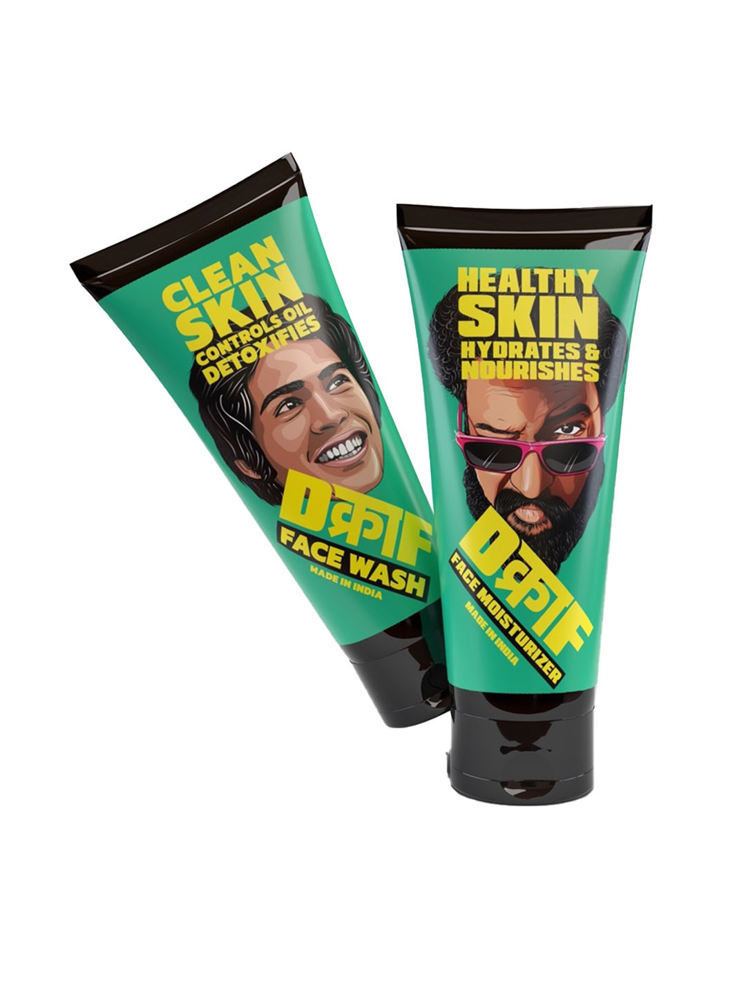 

DCRAF Men Dude Face Combo - Clean Skin Face Wash + Healthy Skin Moisturizer - 100 ml Each, Green