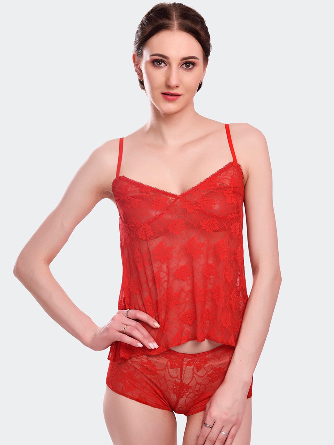 

Fleurt Red Halter Neck Baby Doll