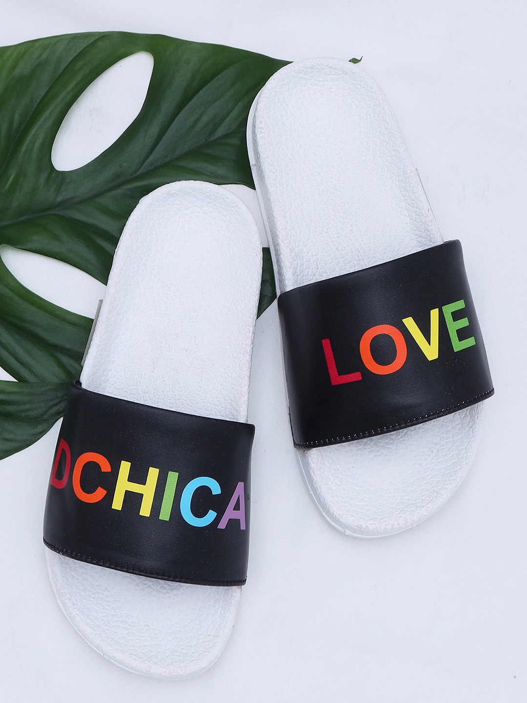 

DChica Girls Black Printed Open Toe Flats