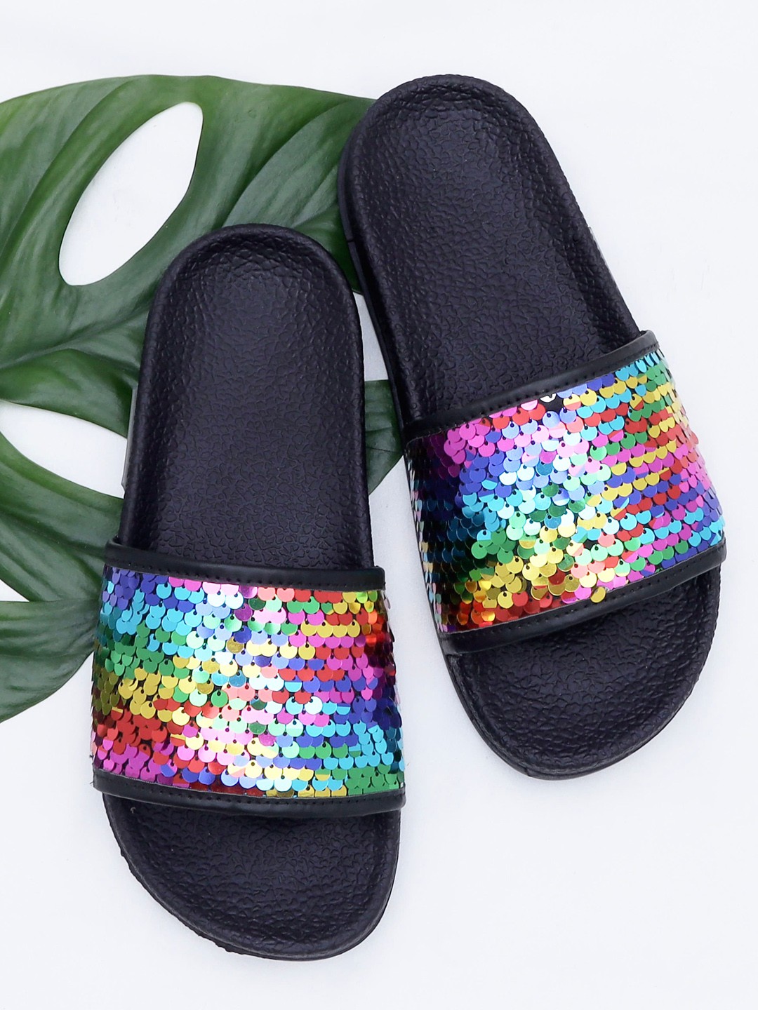 

DChica Girls Multicoloured Embellished Open Toe Flats, Multi
