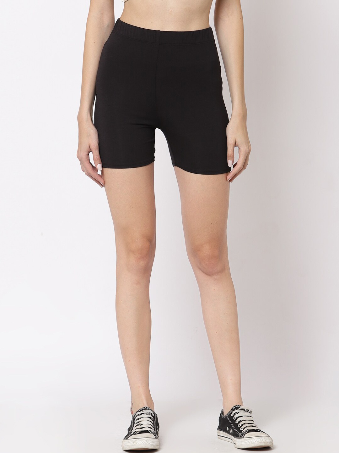 

YOONOY Women Black Skinny Fit Cycling Shorts