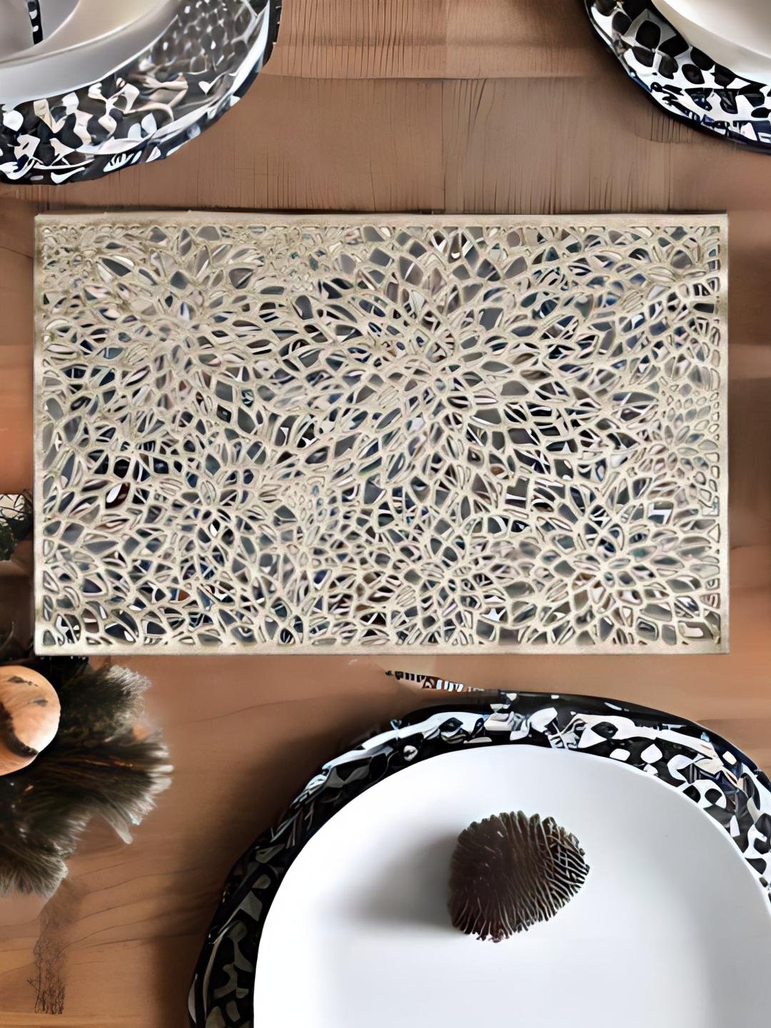 

Athome by Nilkamal Set of 3 Gold Coloured Printed Rectangle Table Placemats