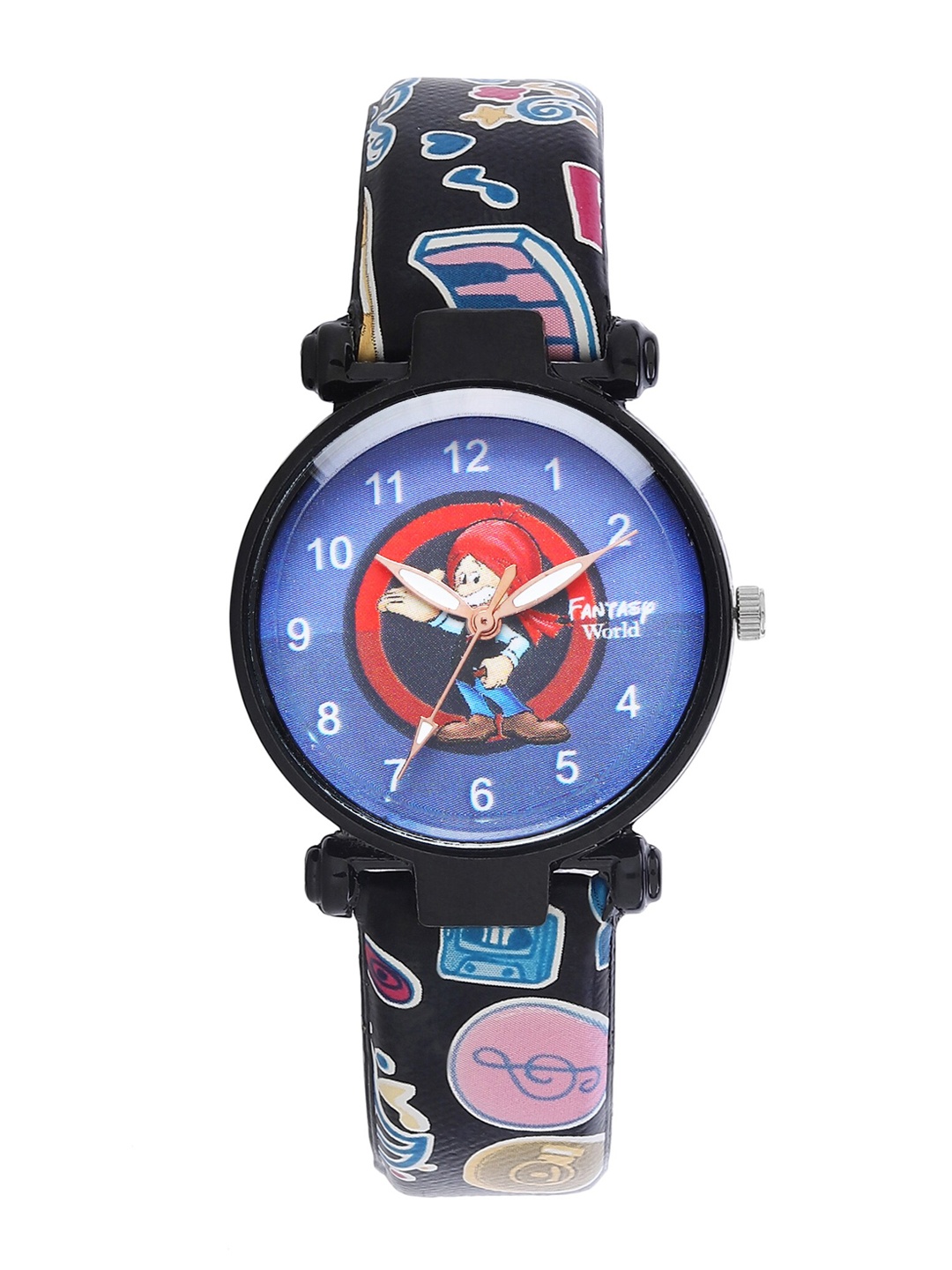

Fantasy World Unisex Kids Multicoloured Printed Dial & Multicoloured Leather Straps Analogue Watch, Multi