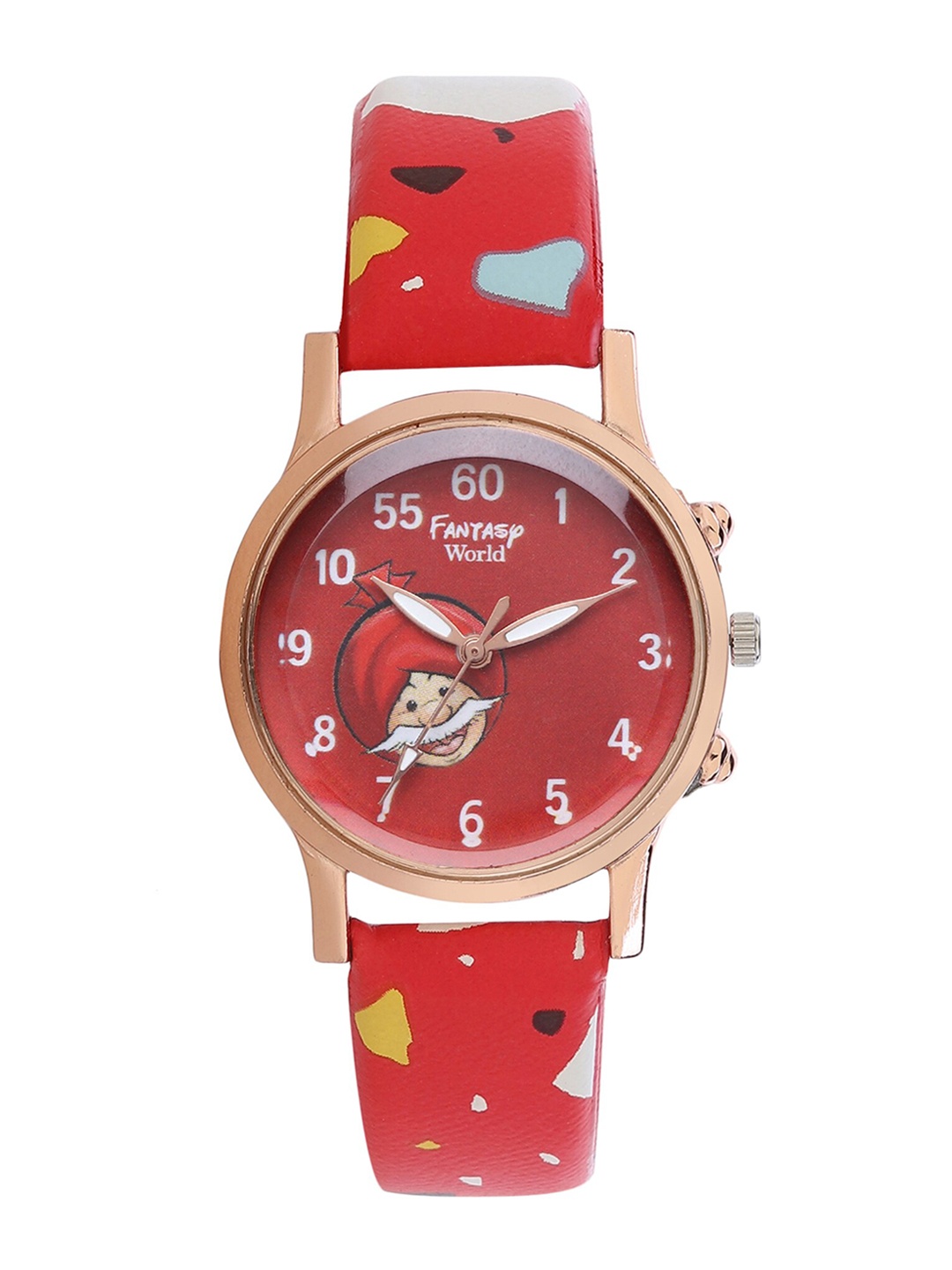 

Fantasy World Unisex Kids Multicoloured Printed Dial & Multicoloured Leather Straps Analogue Watch, Multi