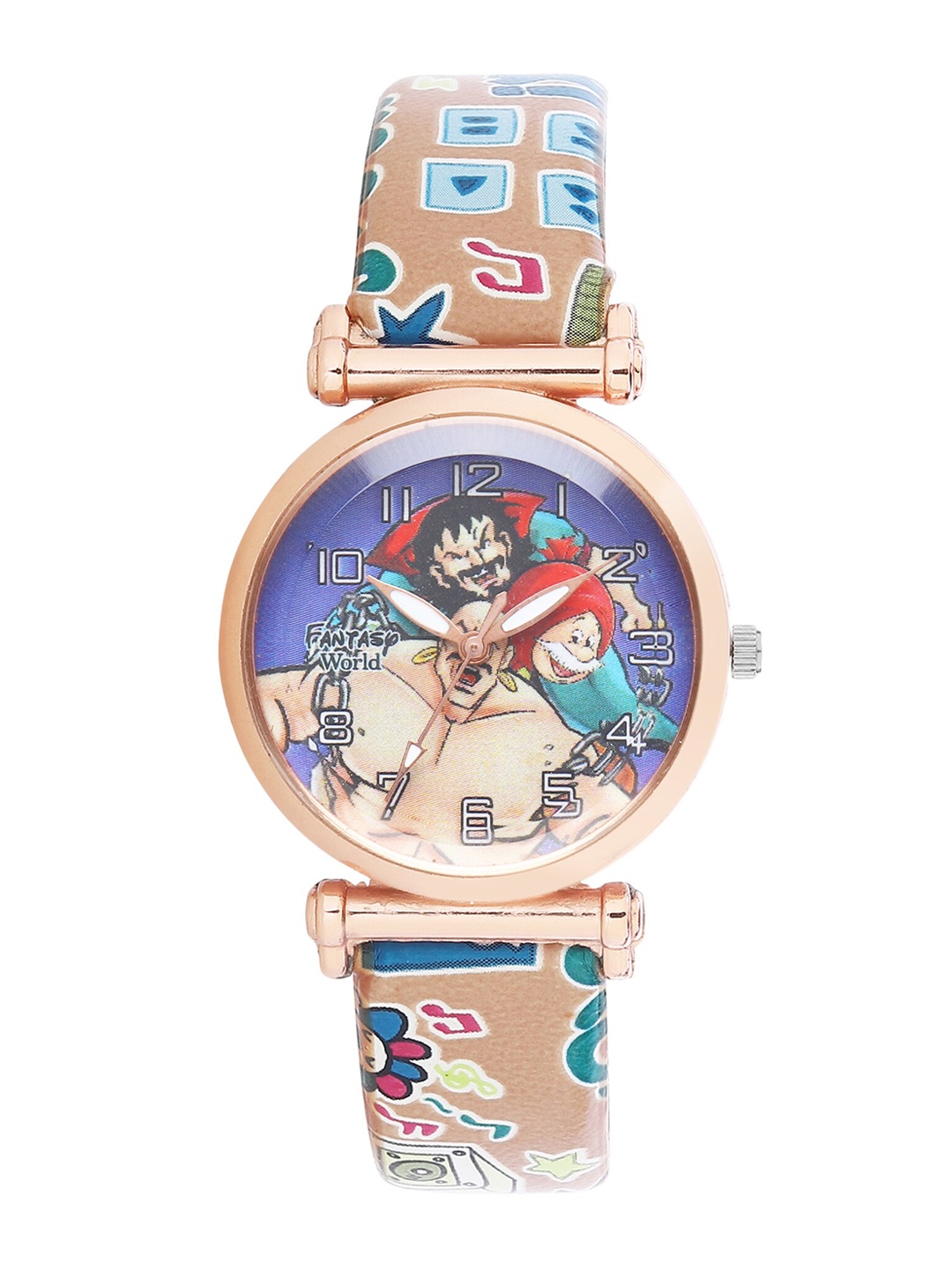 

Fantasy World Unisex Kids Multicoloured Printed Dial & Multicoloured Leather Straps Analogue Watch, Multi