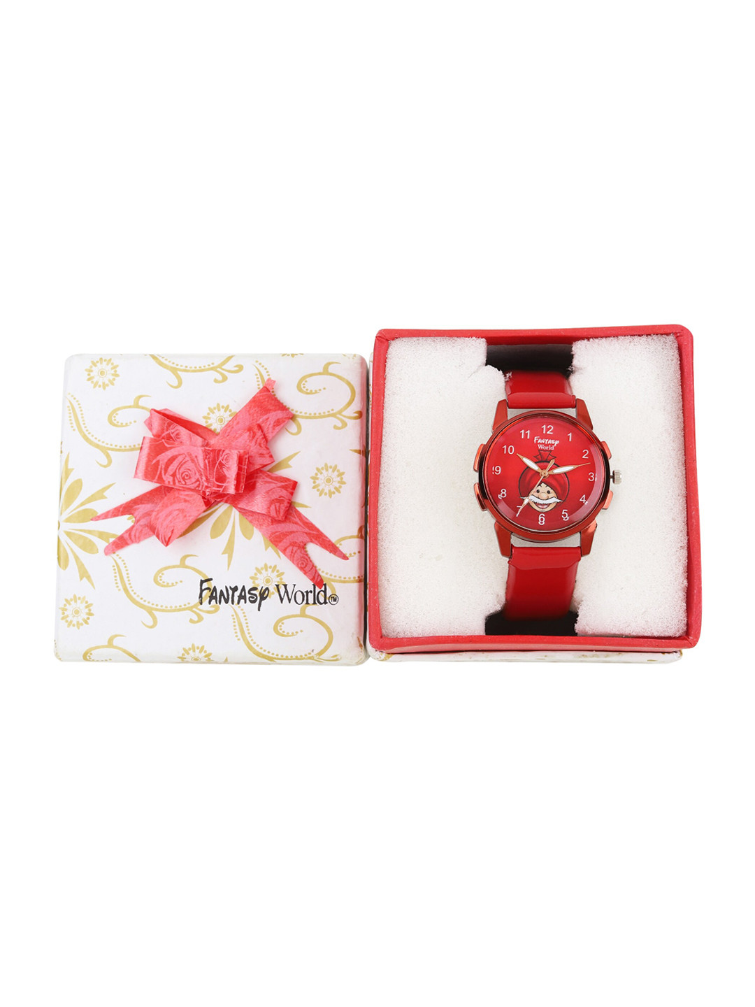 

Fantasy World Unisex Kids Multicoloured Printed Dial & Red Leather Straps Analogue Watch FW-019-CH-RD1, Multi