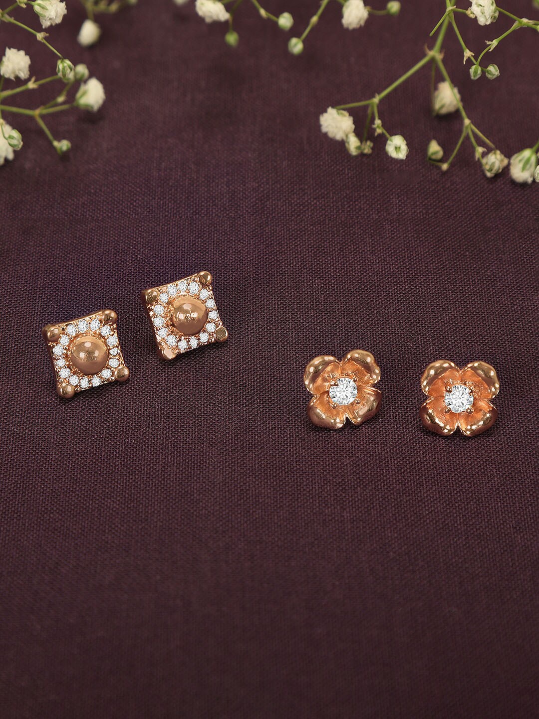 

ZINU Rose Contemporary Studs Earrings