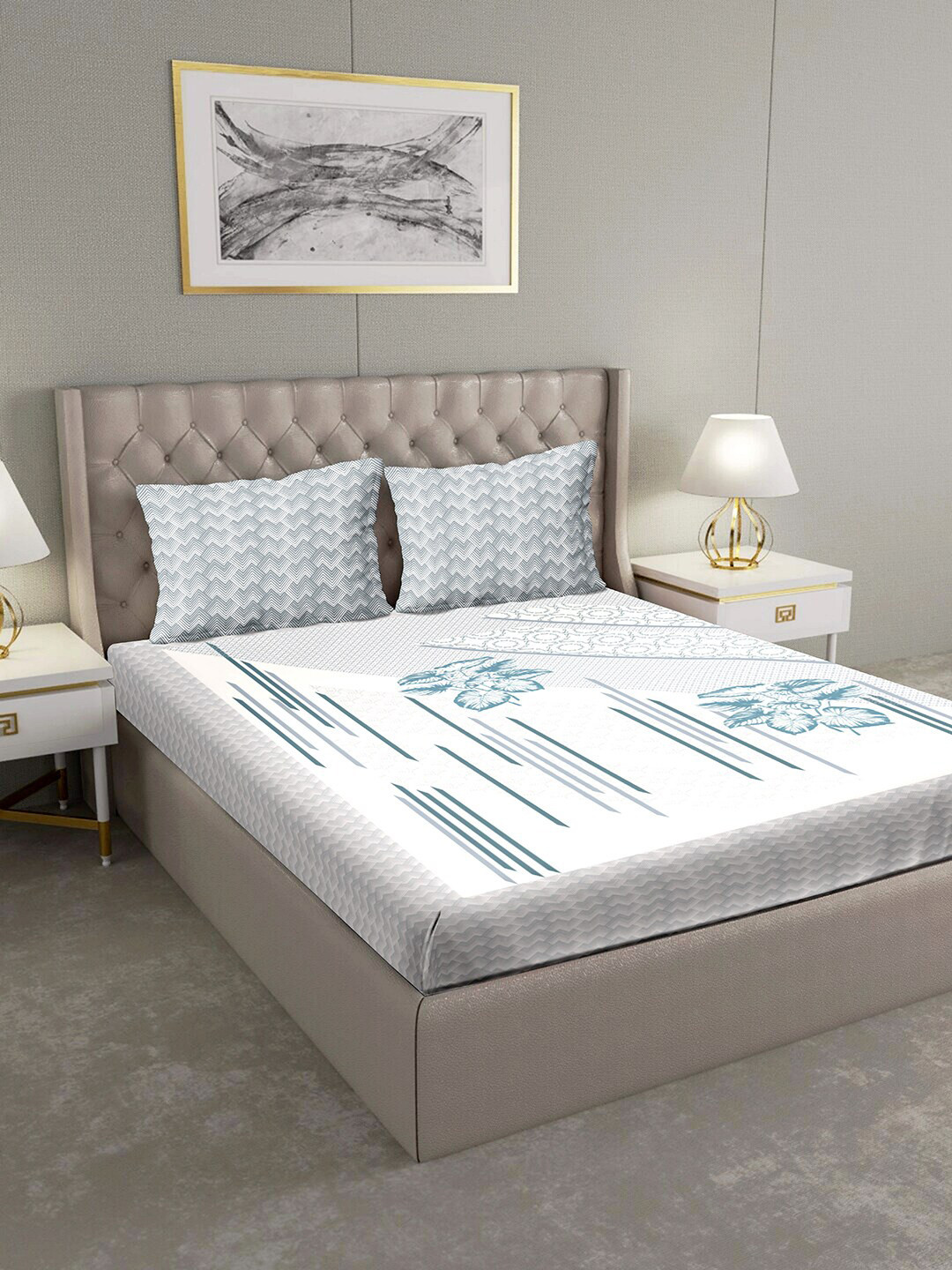 

BELLA CASA Brown 180 TC King Bedsheet with 2 Pillow Covers