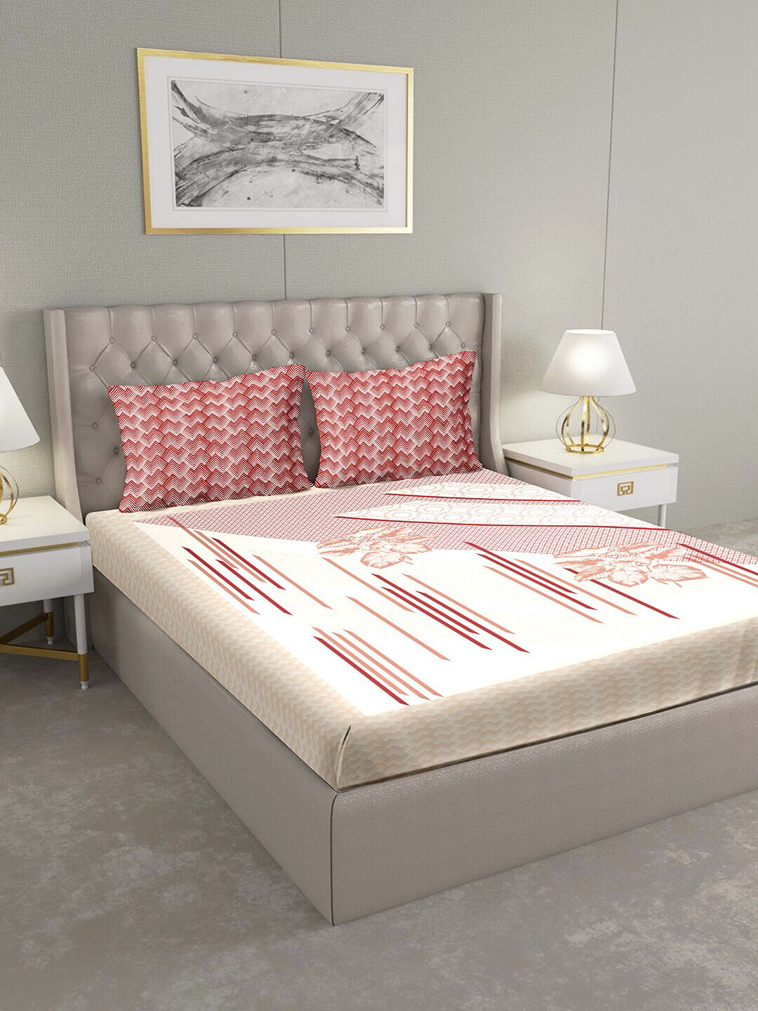 

BELLA CASA Grey 180 TC King Bedsheet with 2 Pillow Covers