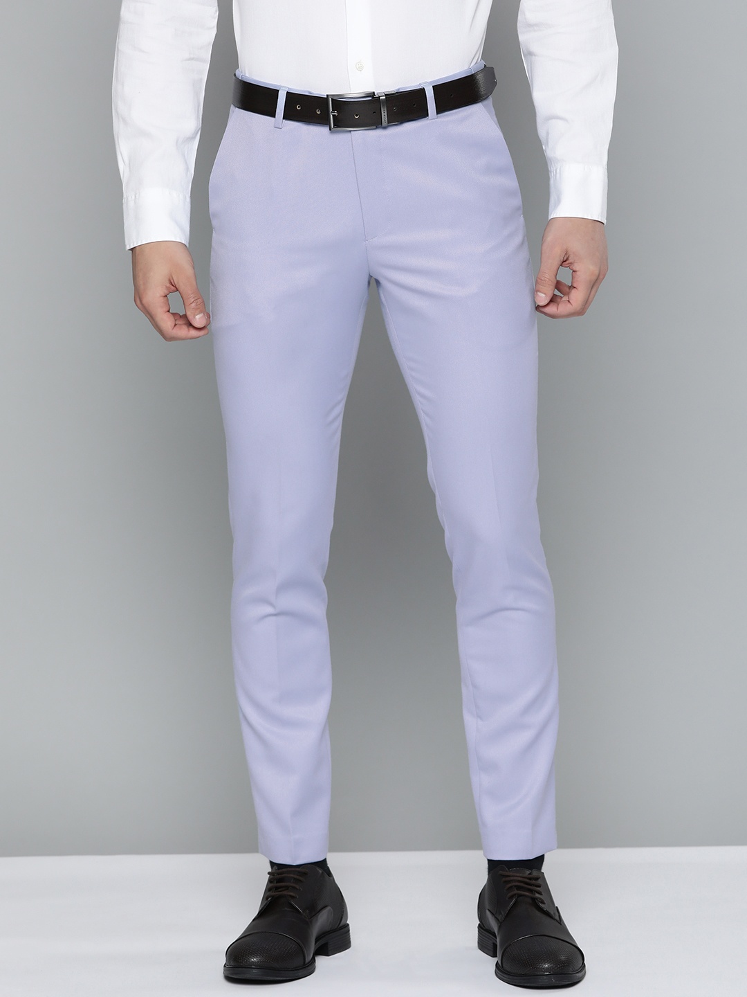 

DENNISON Men Blue Solid Smart Auto Fit Waist Formal Trousers