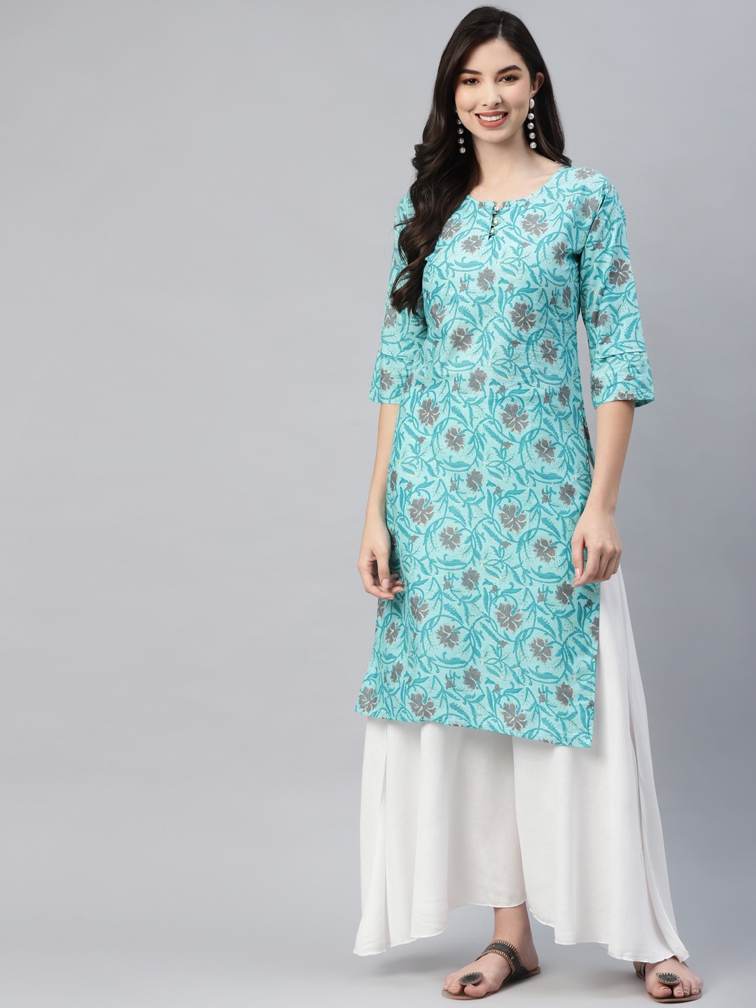 

Aarika Women Blue Ethnic Motifs Printed Kurta