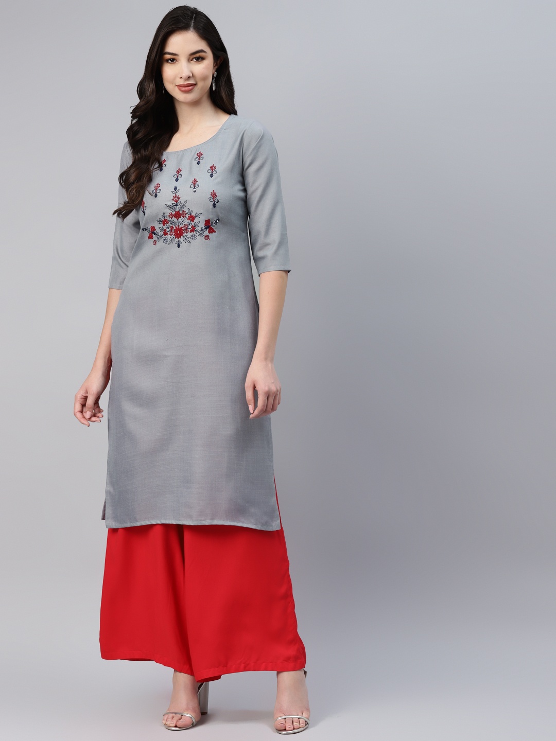 

Aarika Women Grey Ethnic Motifs Printed Kurta