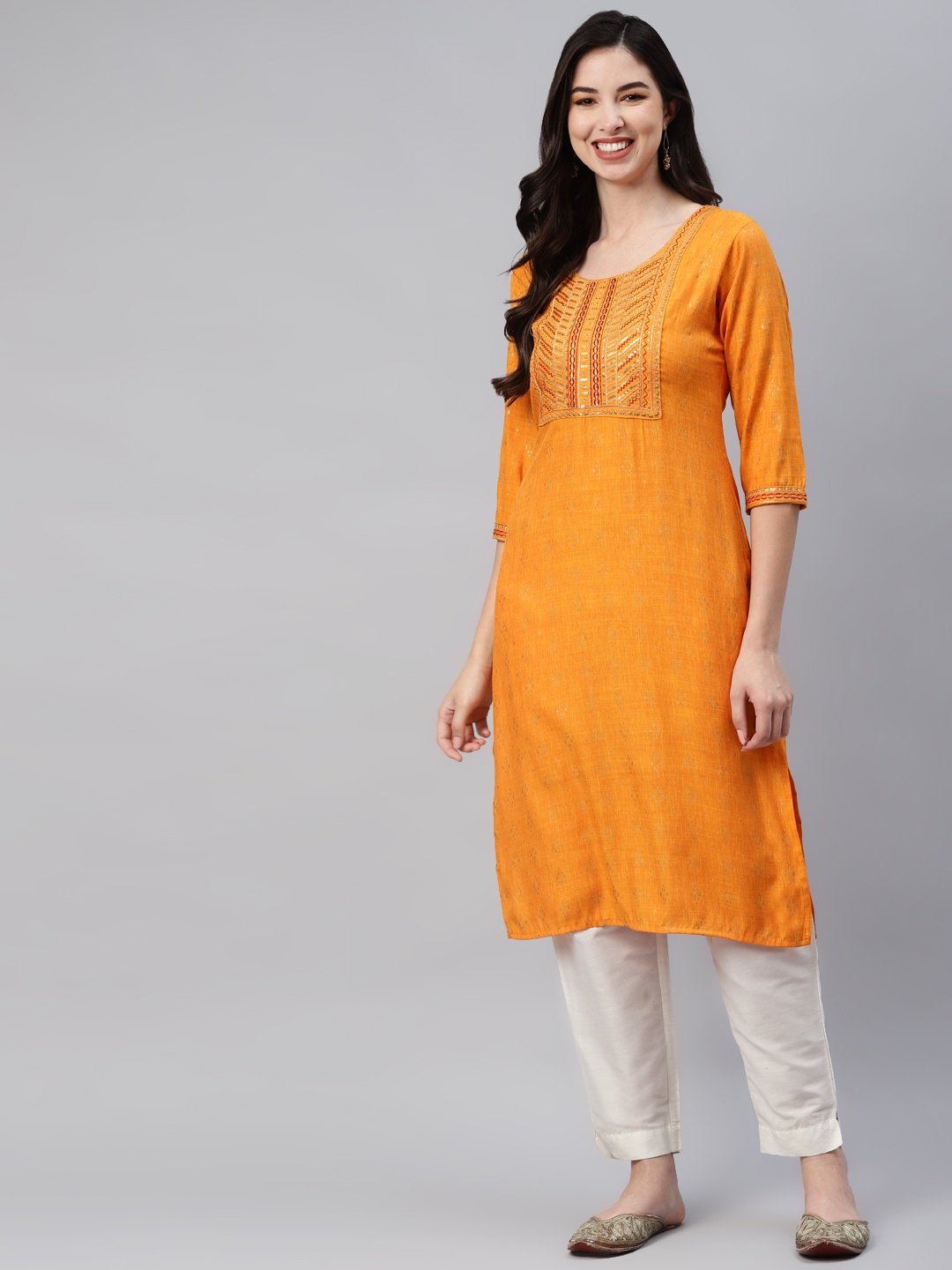 

Aarika Women Orange Geometric Kurta