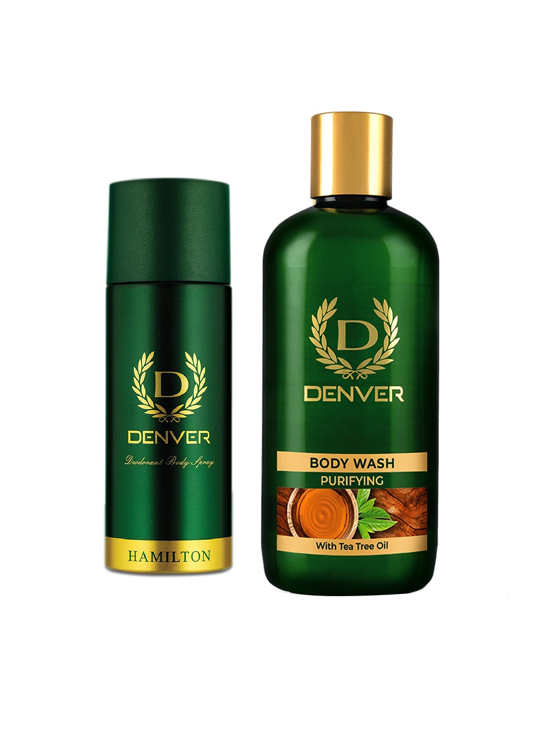 

Denver Men Hamilton Deodorant 200ml with Purifying Body Wash 325ml, Green