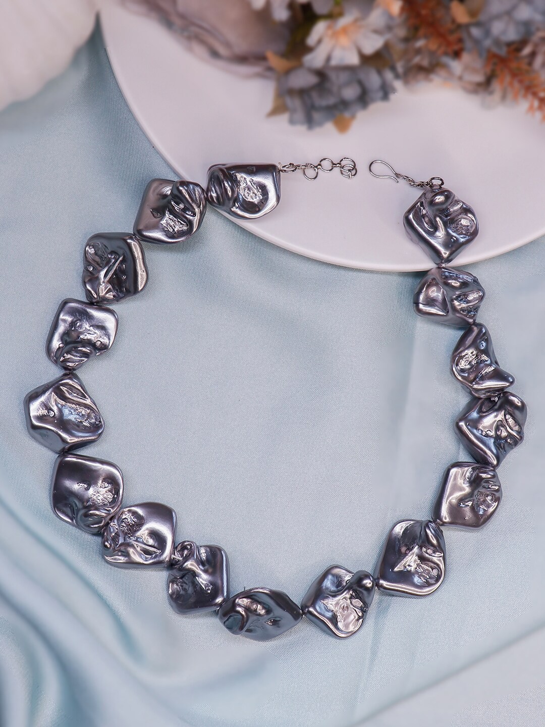 

Ishhaara Grey Brass-Plated Choker Necklace