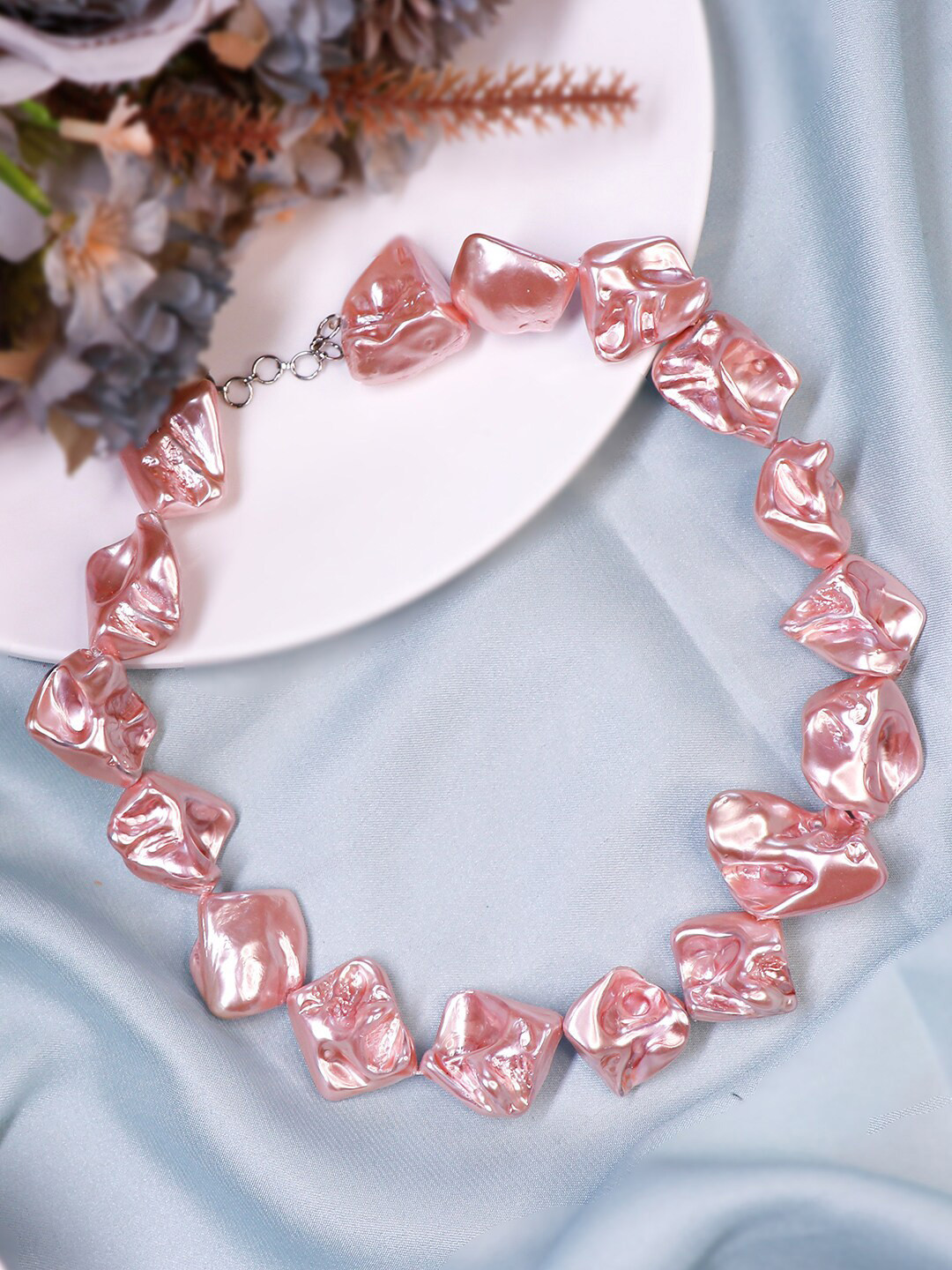 

Ishhaara Pink Brass Brass-Plated Choker Necklace