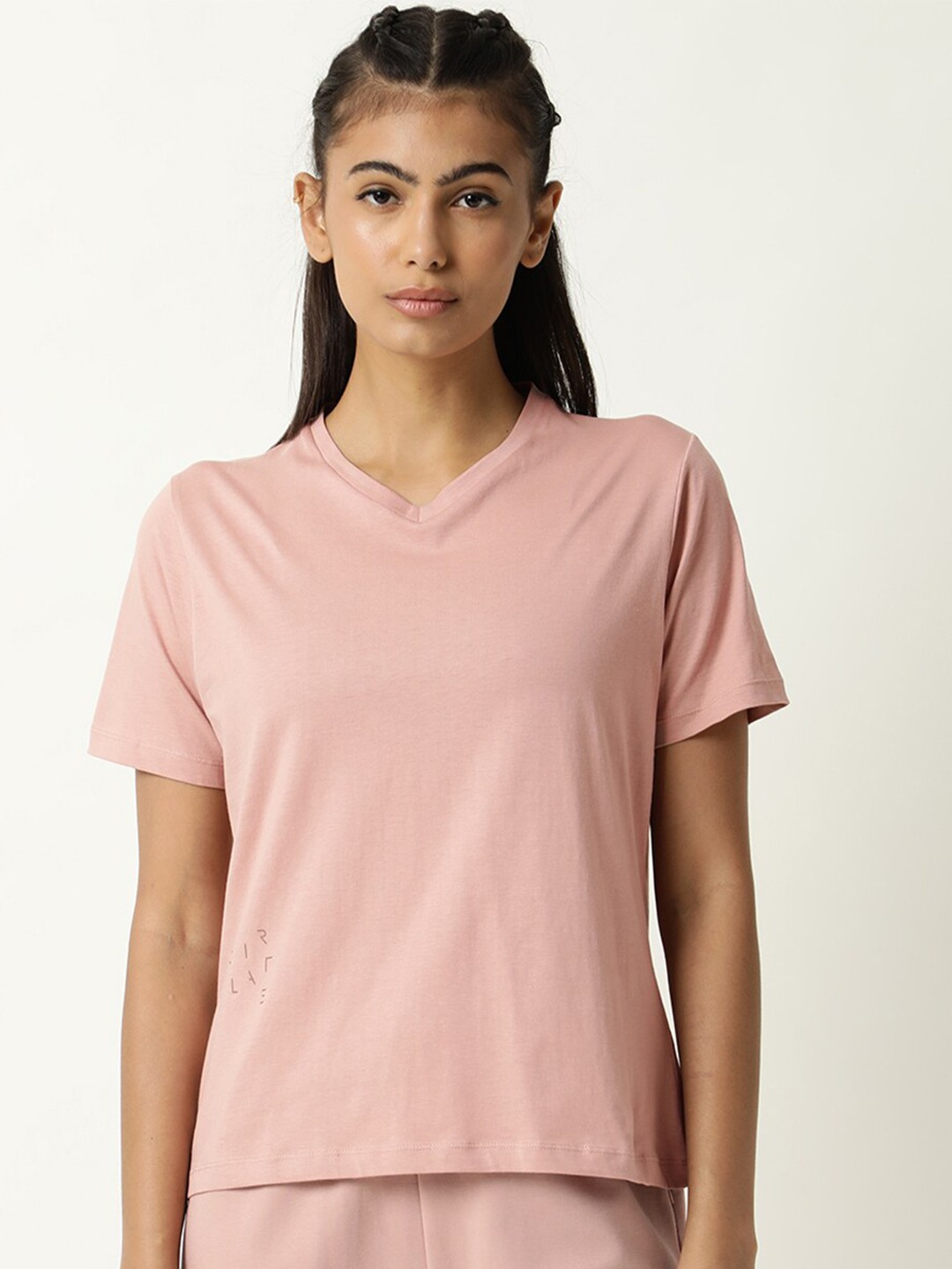 

ARTICALE Women V-Neck Pure Cotton Slim Fit T-shirt, Na