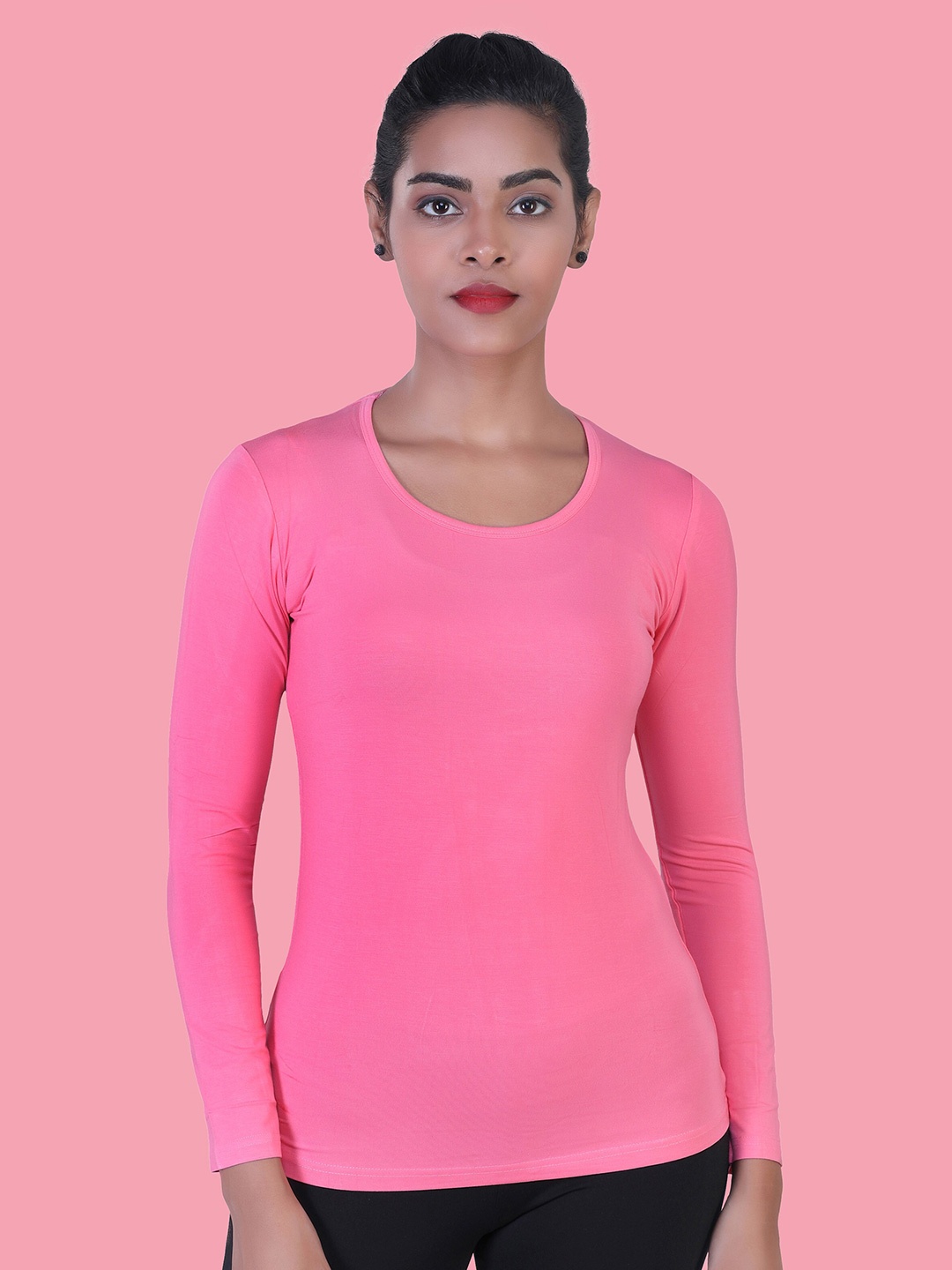 

LAASA SPORTS Women Pink Slim Fit Training or Gym T-shirt