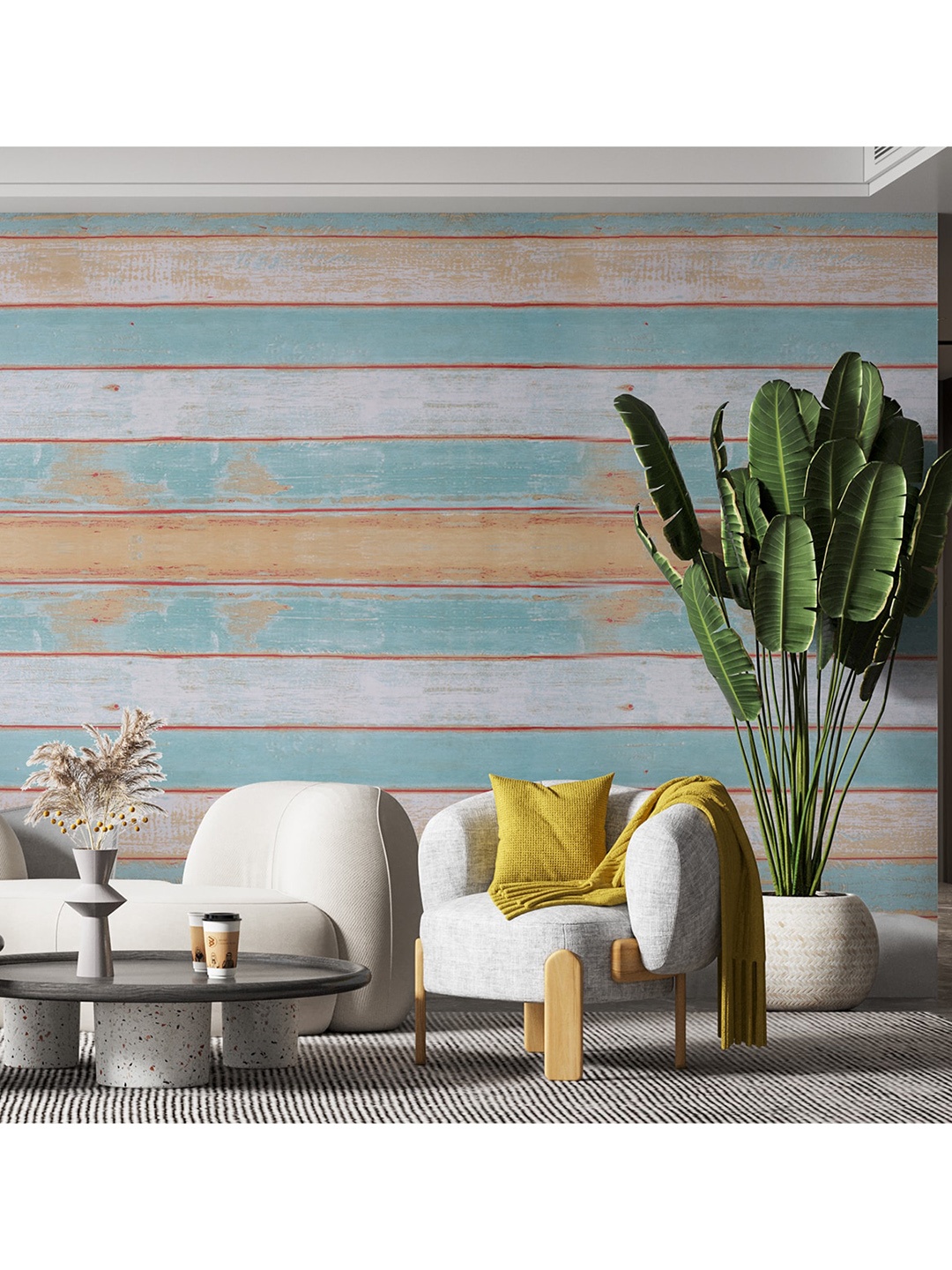 

Ispace Blue & Beige Printed Self Adhesive & Waterproof Wallpaper