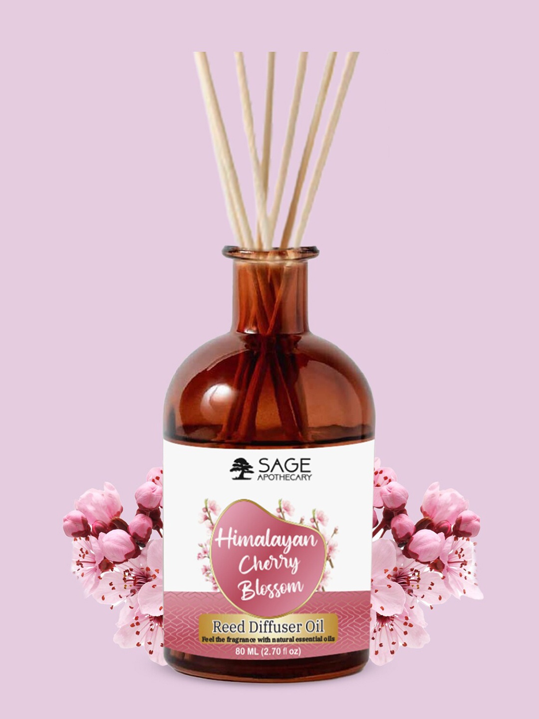 

SAGE APOTHECARY Himalayan Cherry Blossom Reed Diffuser Oil - 80ml, White