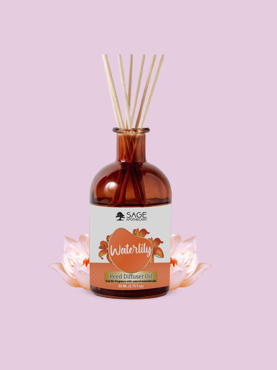 

SAGE APOTHECARY Waterlily Reed Diffuser Oil - 80ml, White
