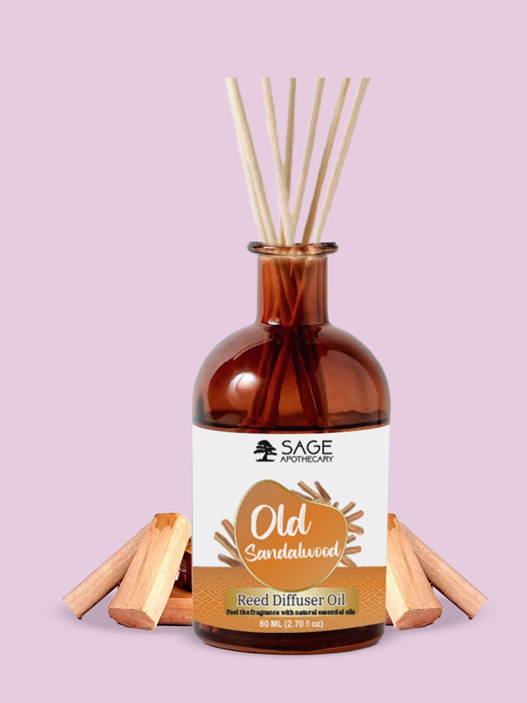 

SAGE APOTHECARY Old Sandalwood Reed Diffuser Oil - 80ml, Brown