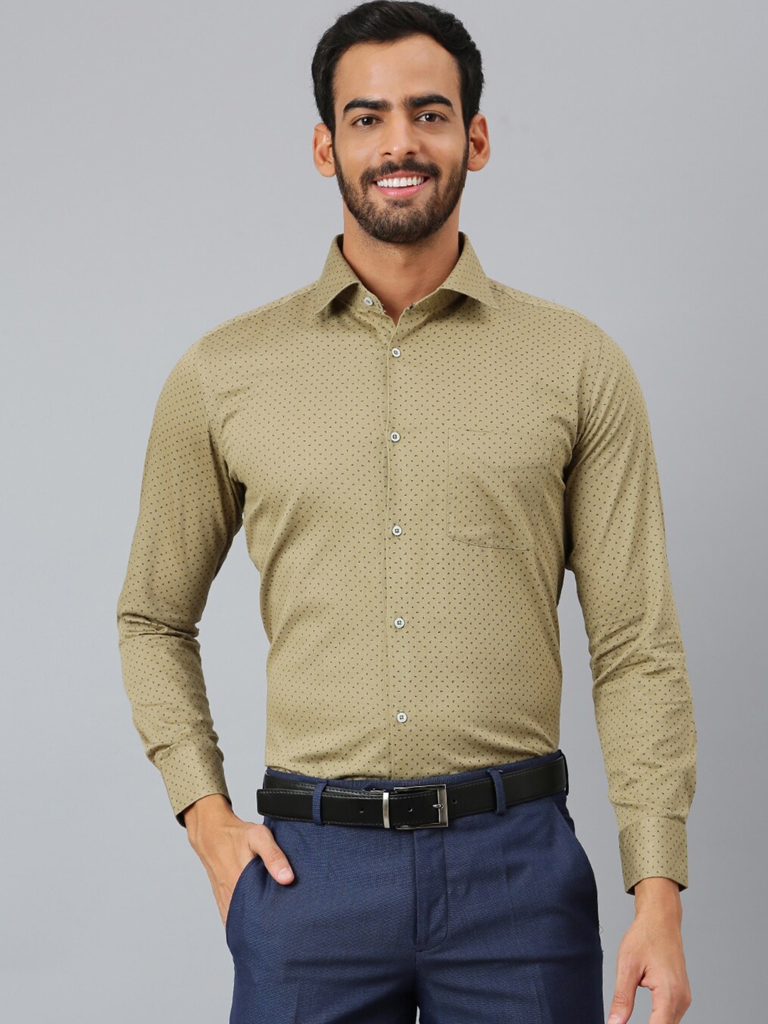 

Richlook Men Khaki Printed Formal Shirt