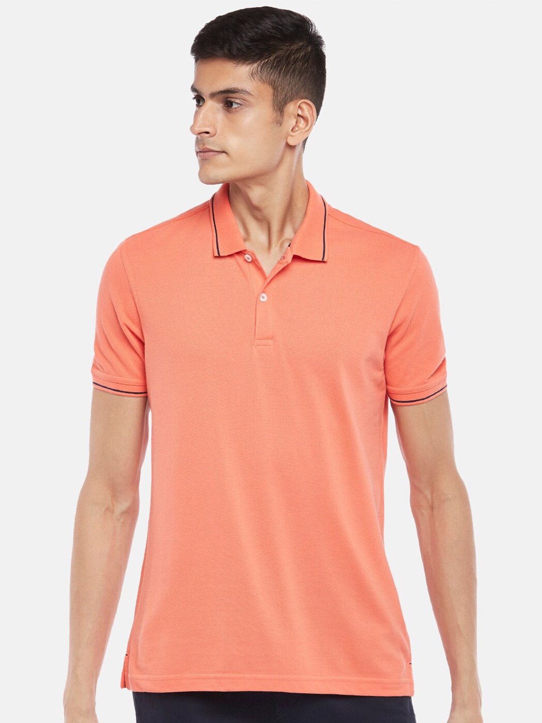 

BYFORD by Pantaloons Men Peach-Coloured Outdoor T-shirt