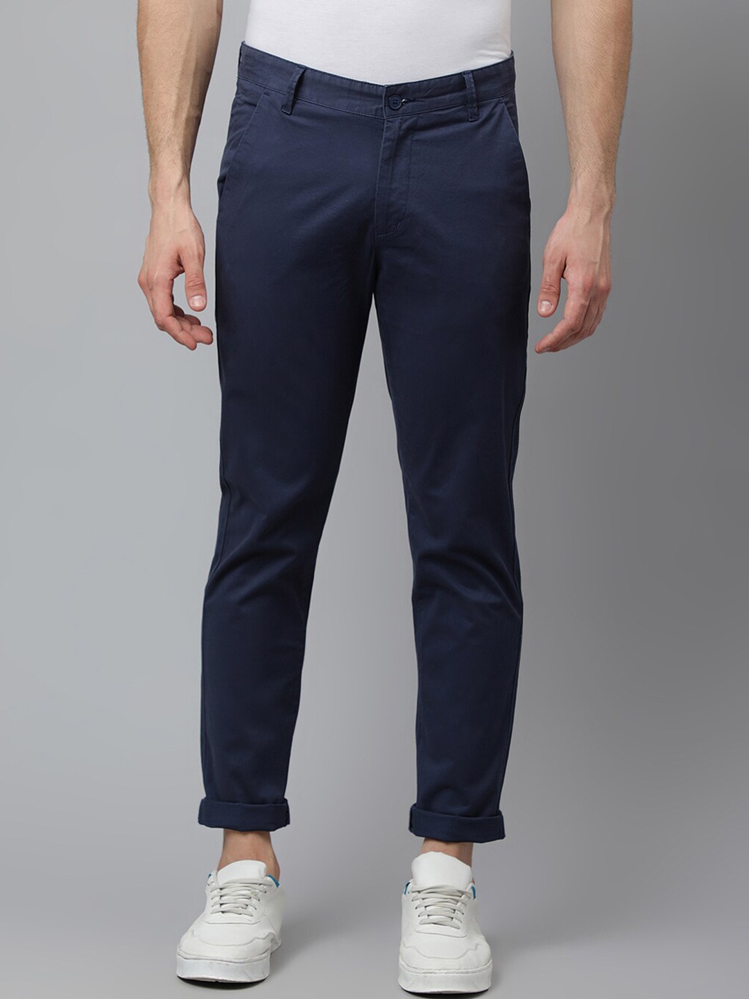 

Richlook Men Navy Blue Smart Slim Fit Chinos Trousers