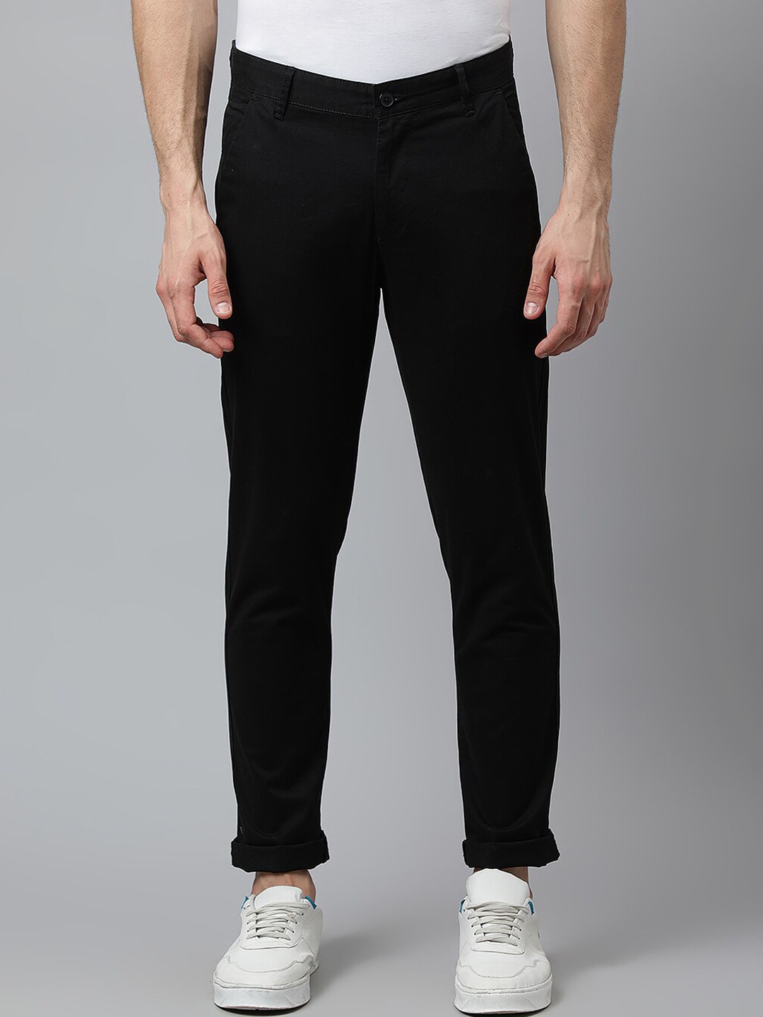

Richlook Men Black Smart Slim Fit Chinos Trousers